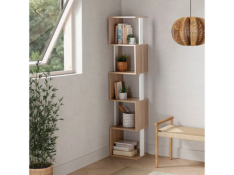 Etagère Maldivas 5 trous couleur Chêne/Blanc