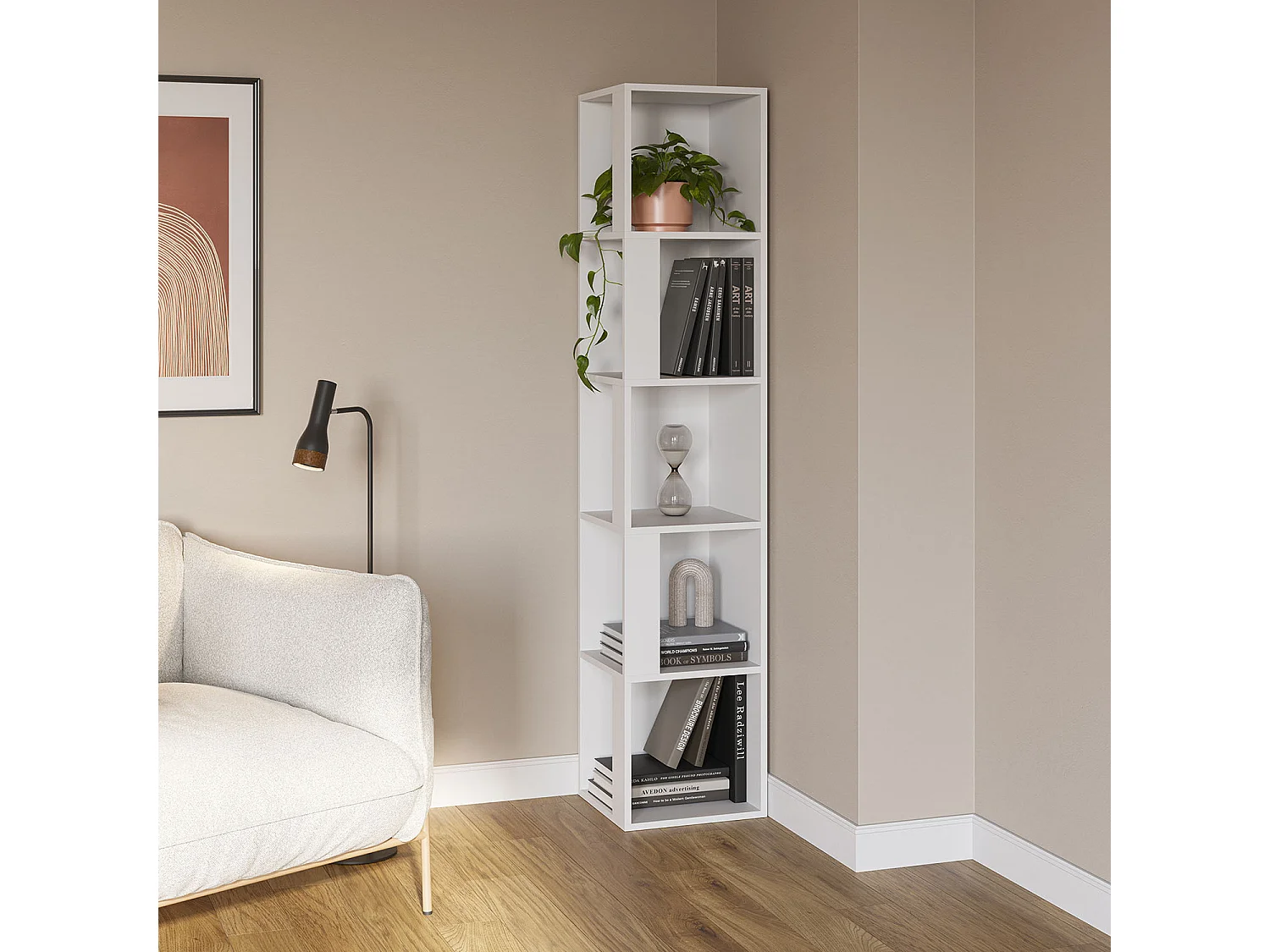 Etagère d'angle Fiyi 5 trous couleur blanc