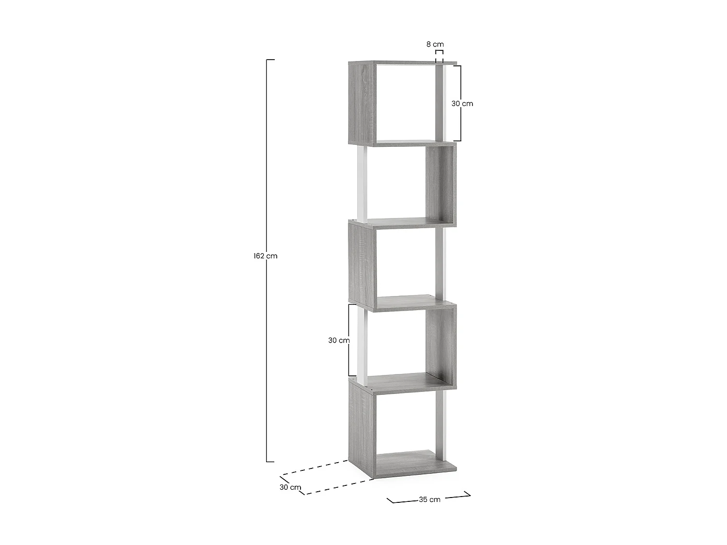 Etagère Maldivas 5 trous couleur blanc/chêne