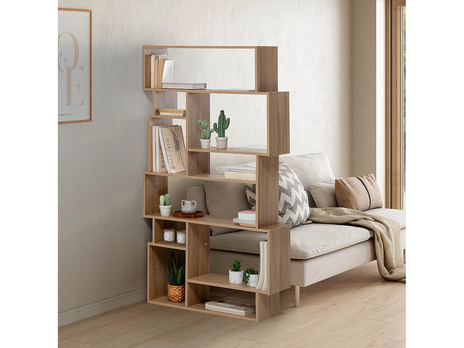 Estantes Hawai com 10 espaços em carvalho