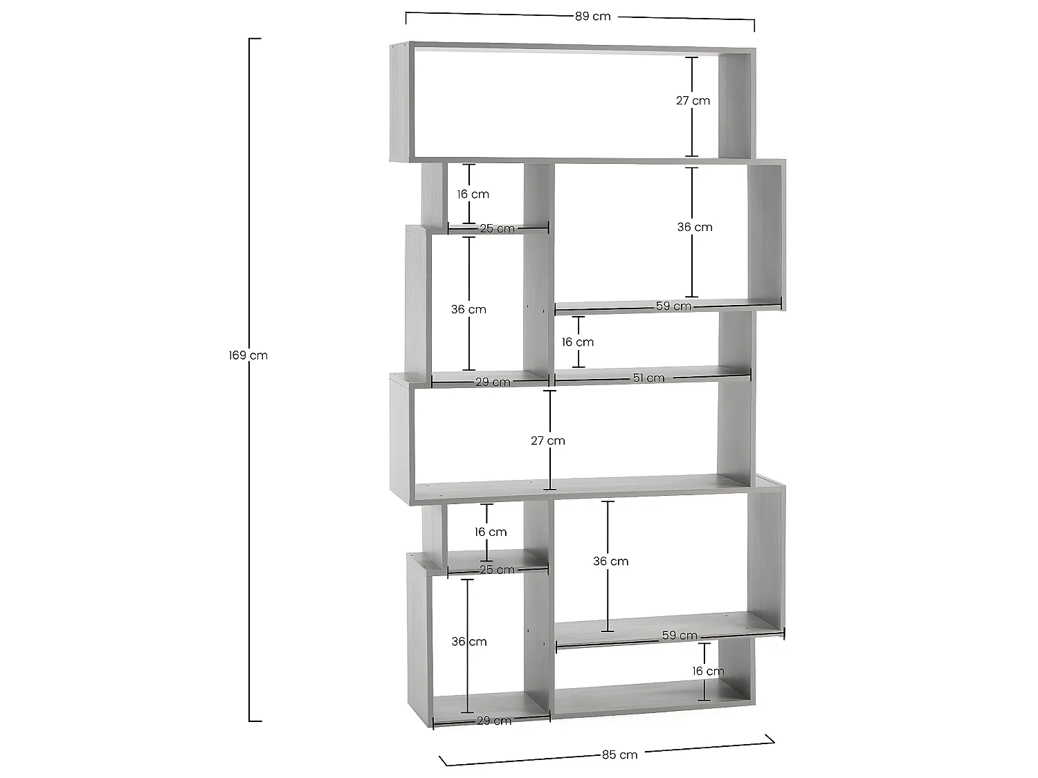 Estantes Hawai com 10 espaços em carvalho