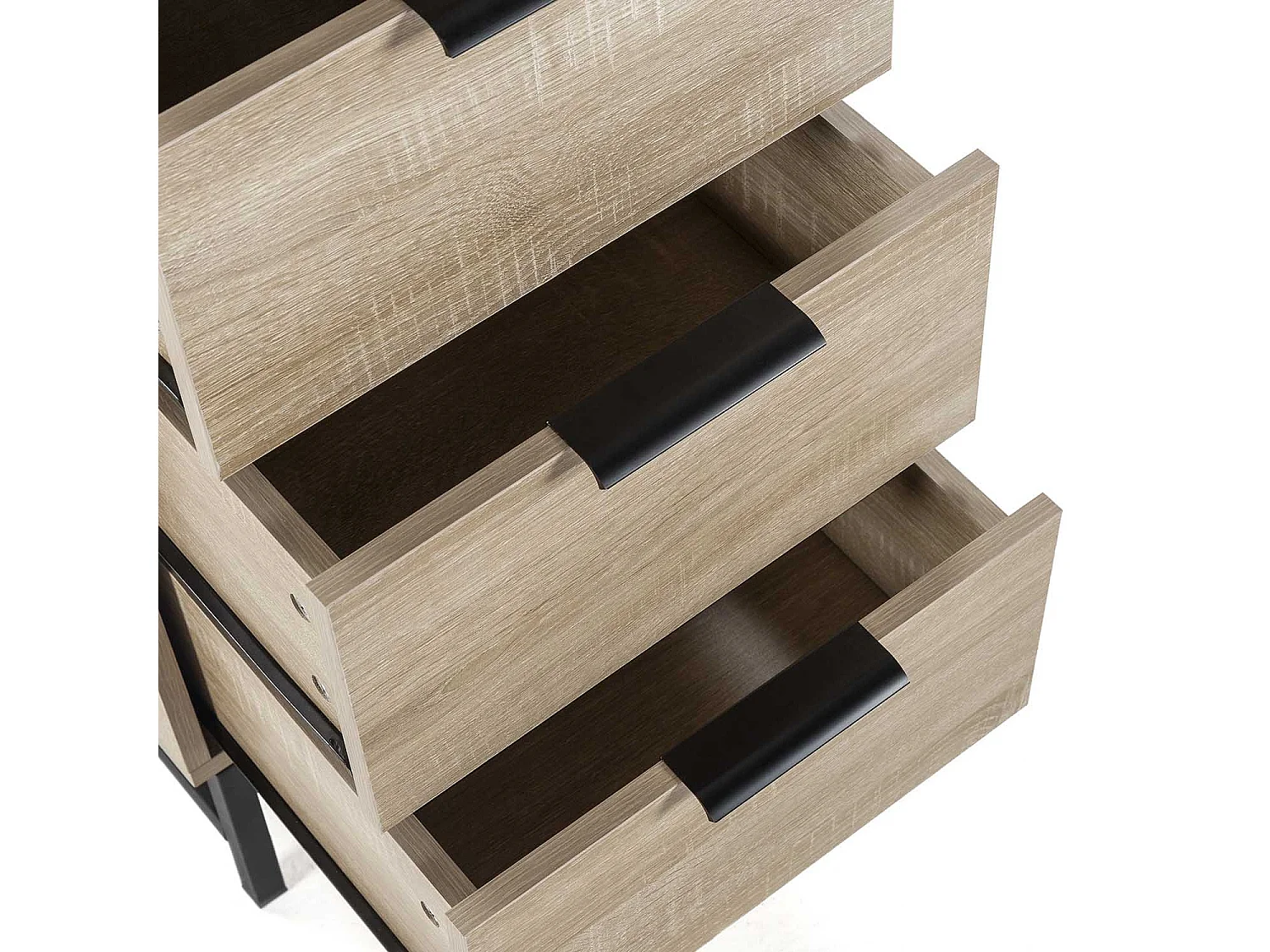 Commode haute Hera 4 tiroirs 1 porte coloris bois