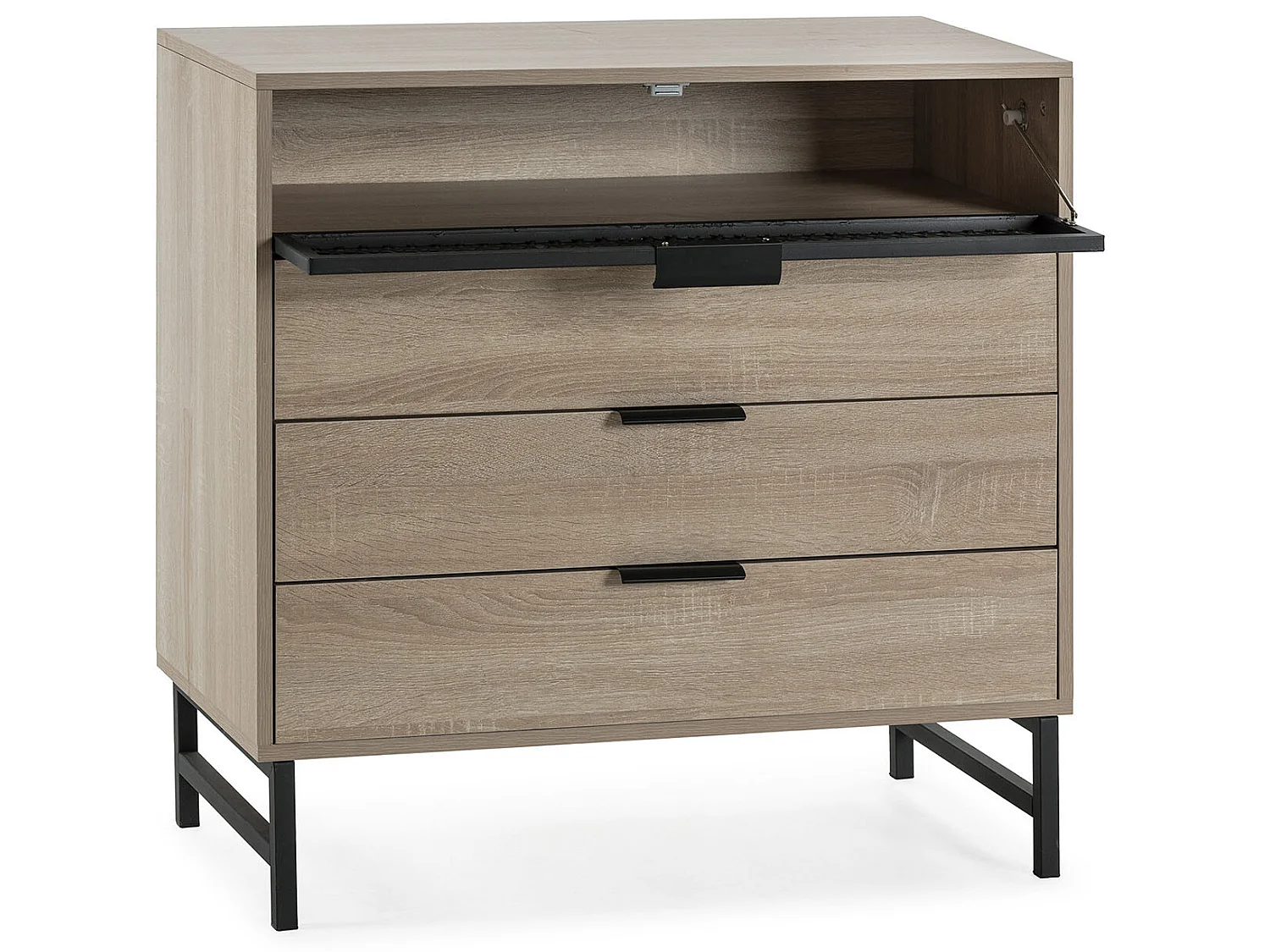 Commode de nuit Hera 3 tiroirs 1 porte coloris bois