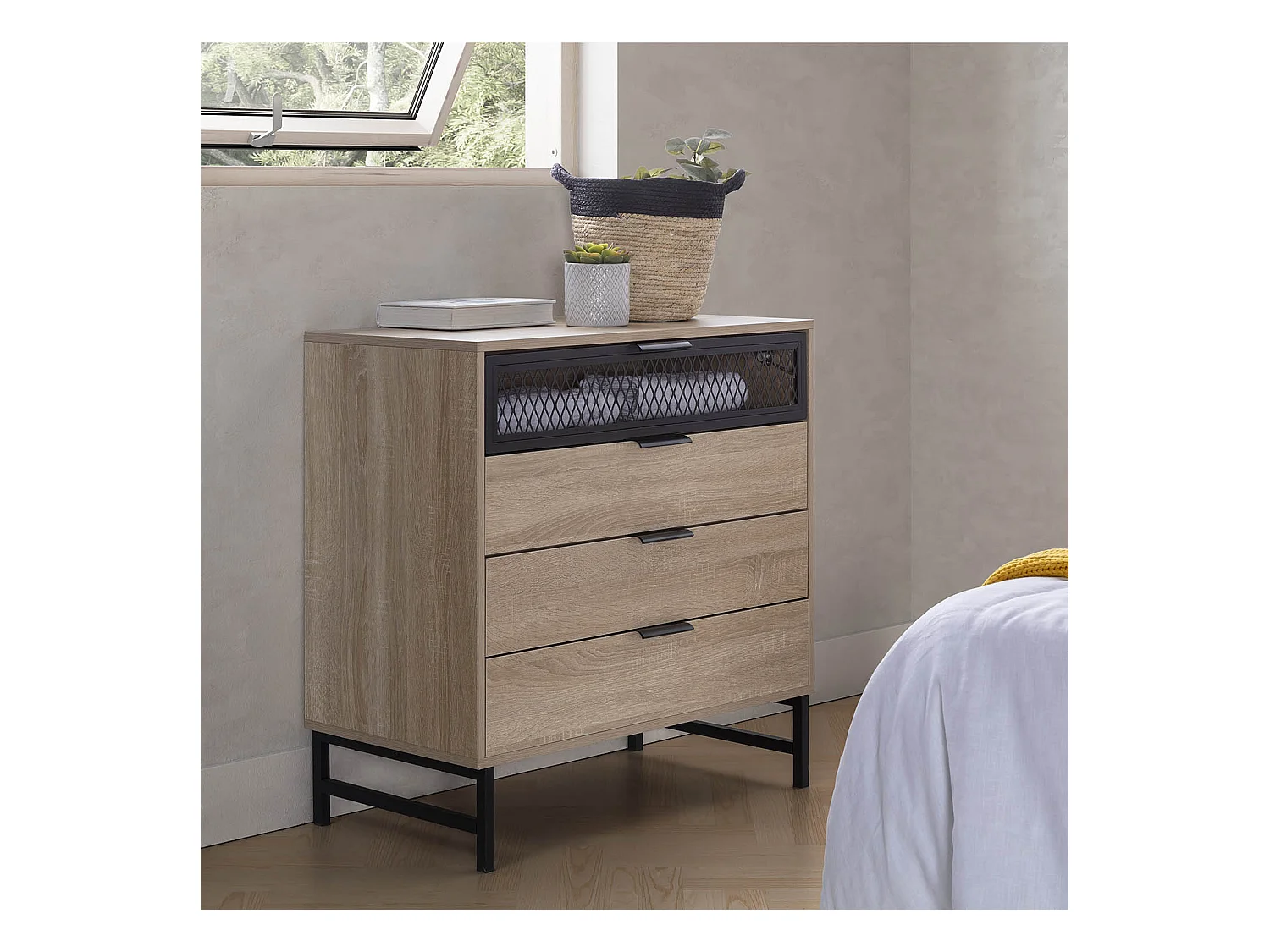 Kommode Hera 3 Schubladen holzfarben