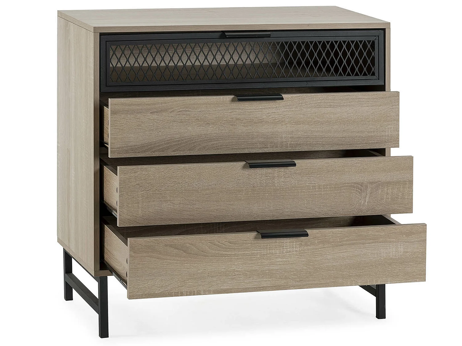Commode de nuit Hera 3 tiroirs 1 porte coloris bois
