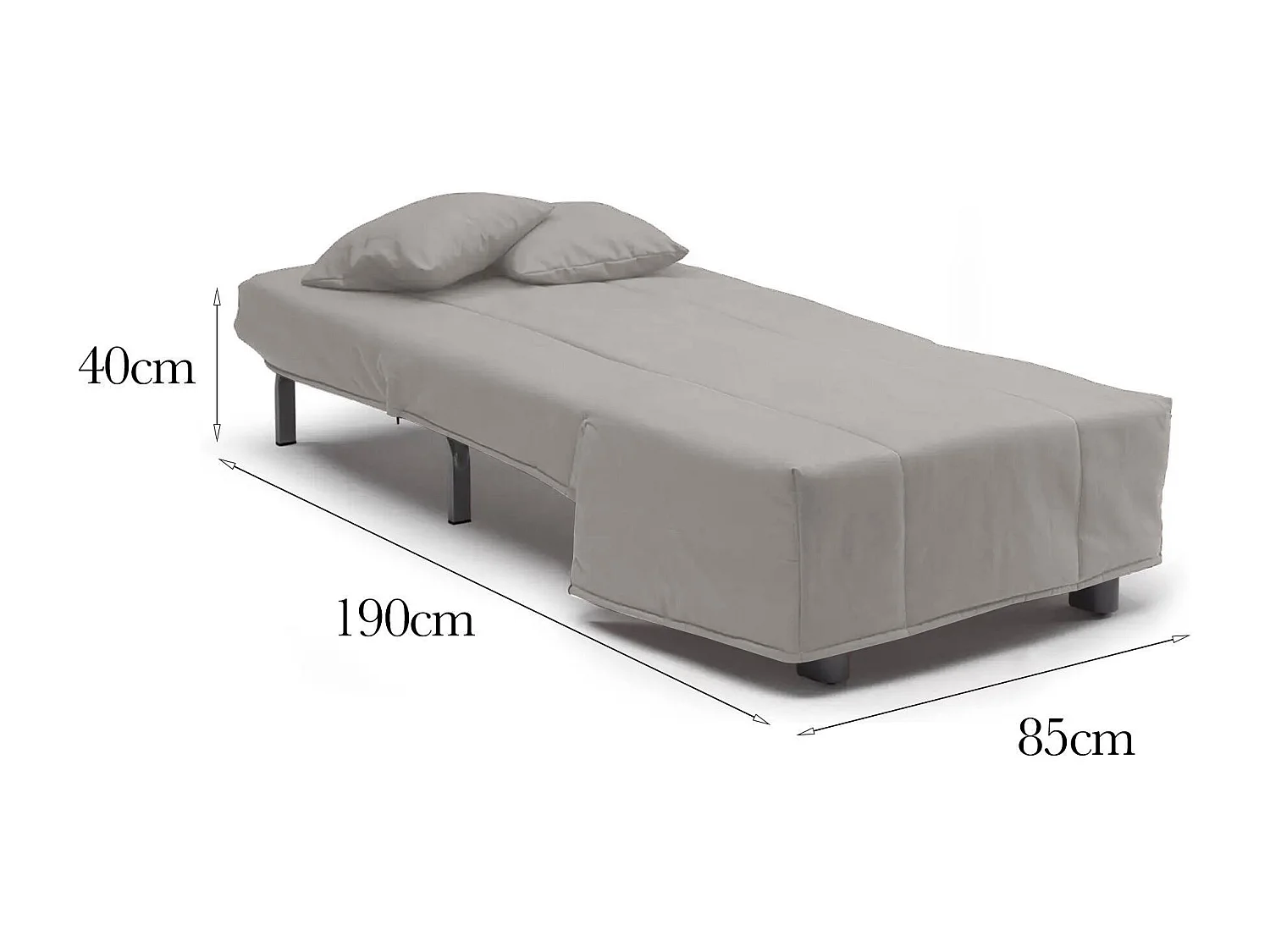 Canapé-lit Dabargi, Canapé simple, 100% Made in Italy, Fauteuil de salon avec ouverture trolley, en tissu rembourré, avec coussins inclus, 85x90h85 cm, Couleur gris