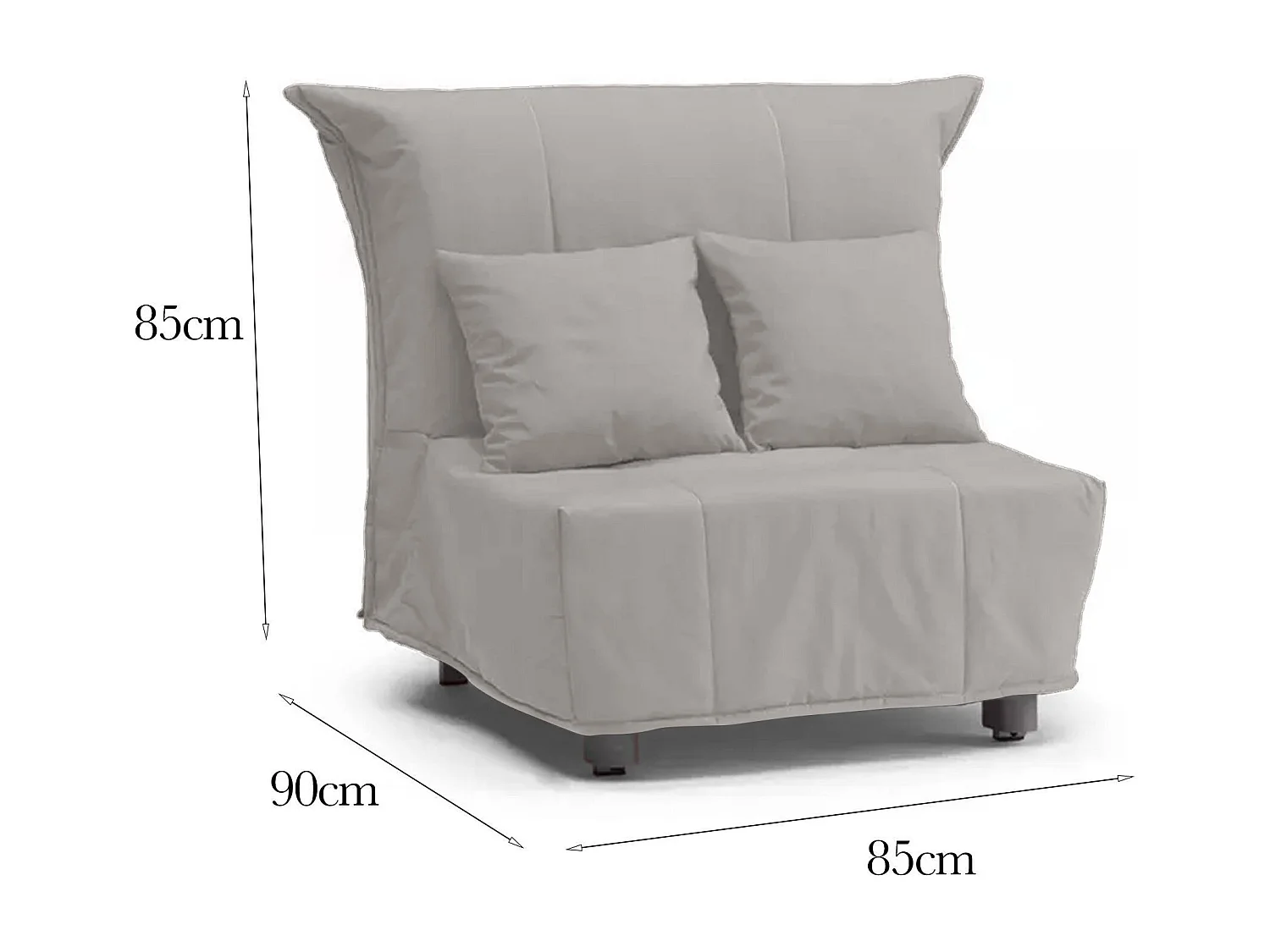 Canapé-lit Dabargi, Canapé simple, 100% Made in Italy, Fauteuil de salon avec ouverture trolley, en tissu rembourré, avec coussins inclus, 85x90h85 cm, Couleur gris