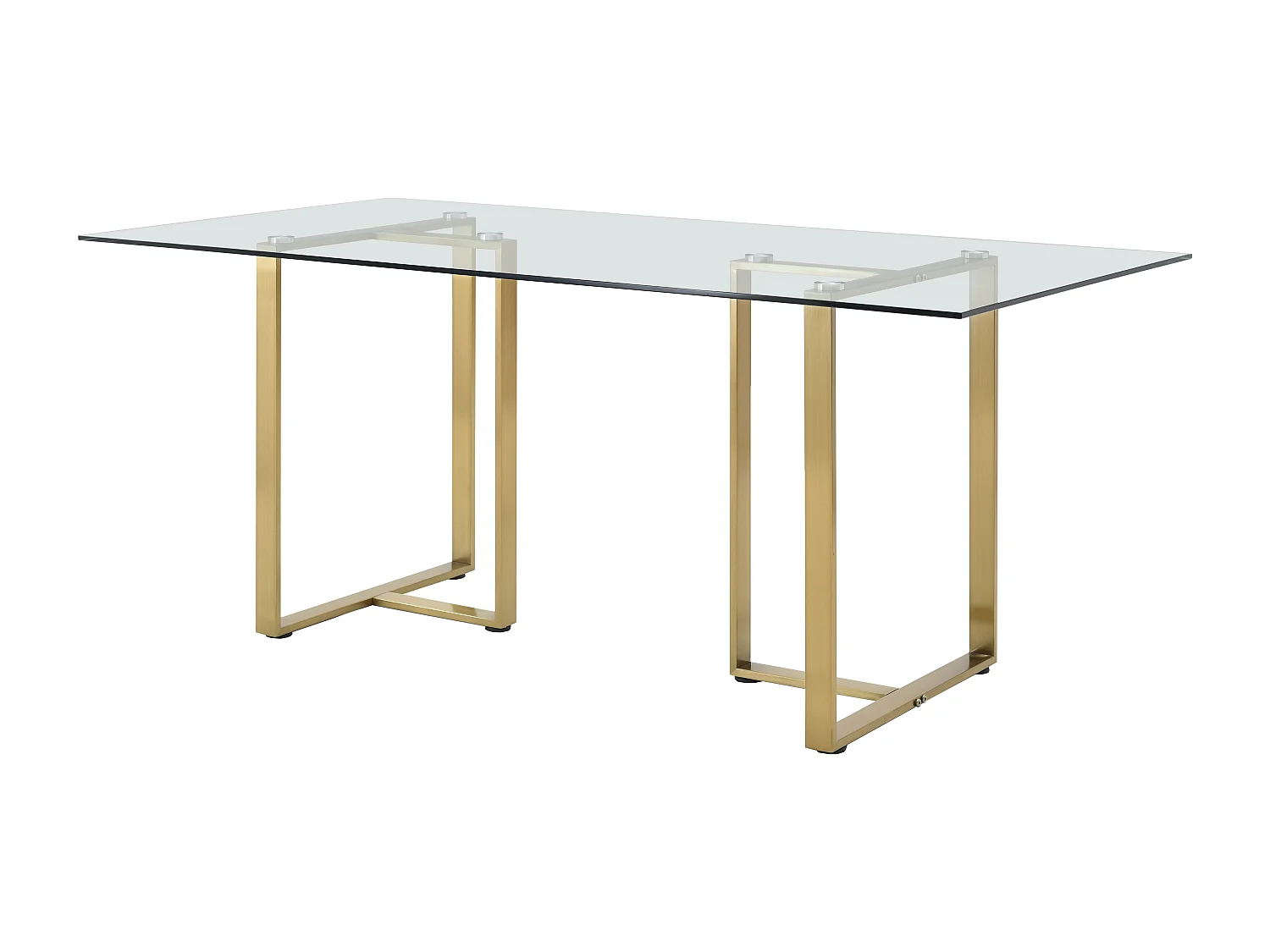 Esstisch für 6 Personen - Sicherheitsglas & Edelstahl - Transparent & Goldfarben - NILESA II von Pascal Morabito