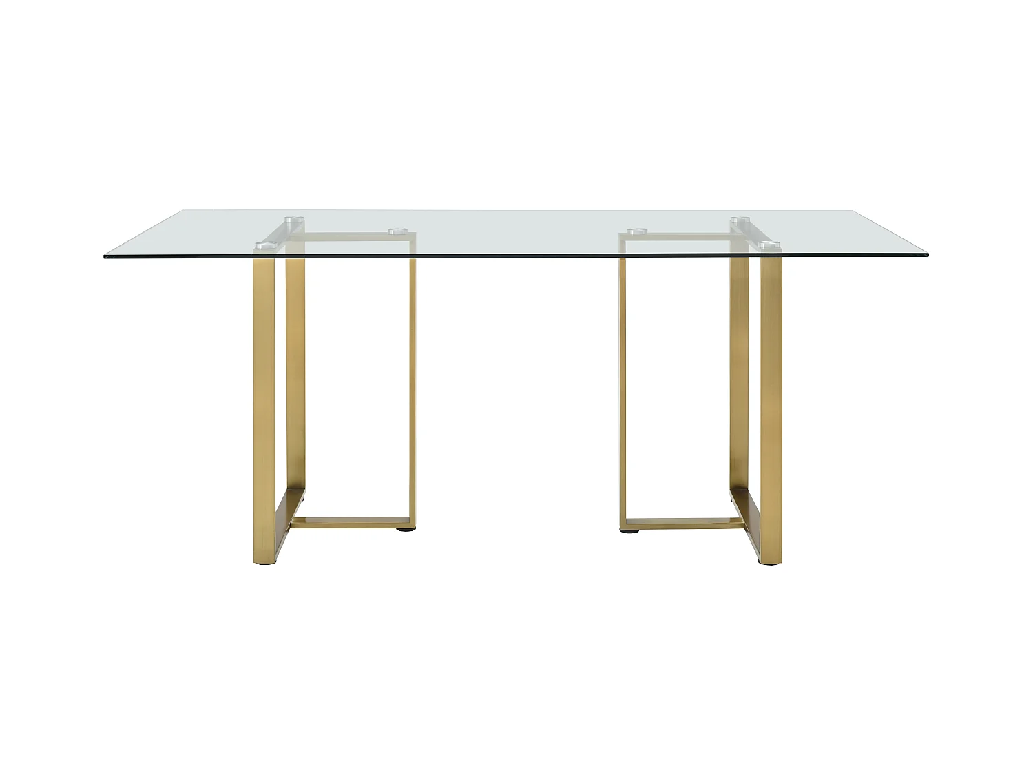 Spisebord til 6 personer i hærdet glas og rustfrit stål - Transparent og guldfarvet - NILESA II af Pascal Morabito