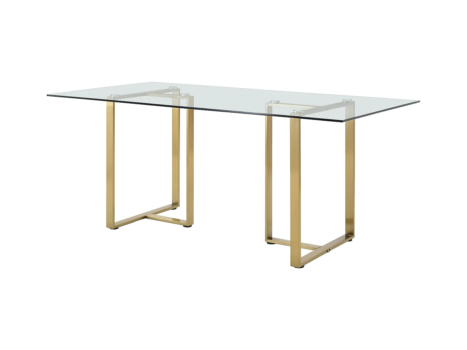Spisebord til 6 personer i hærdet glas og rustfrit stål - Transparent og guldfarvet - NILESA II af Pascal Morabito