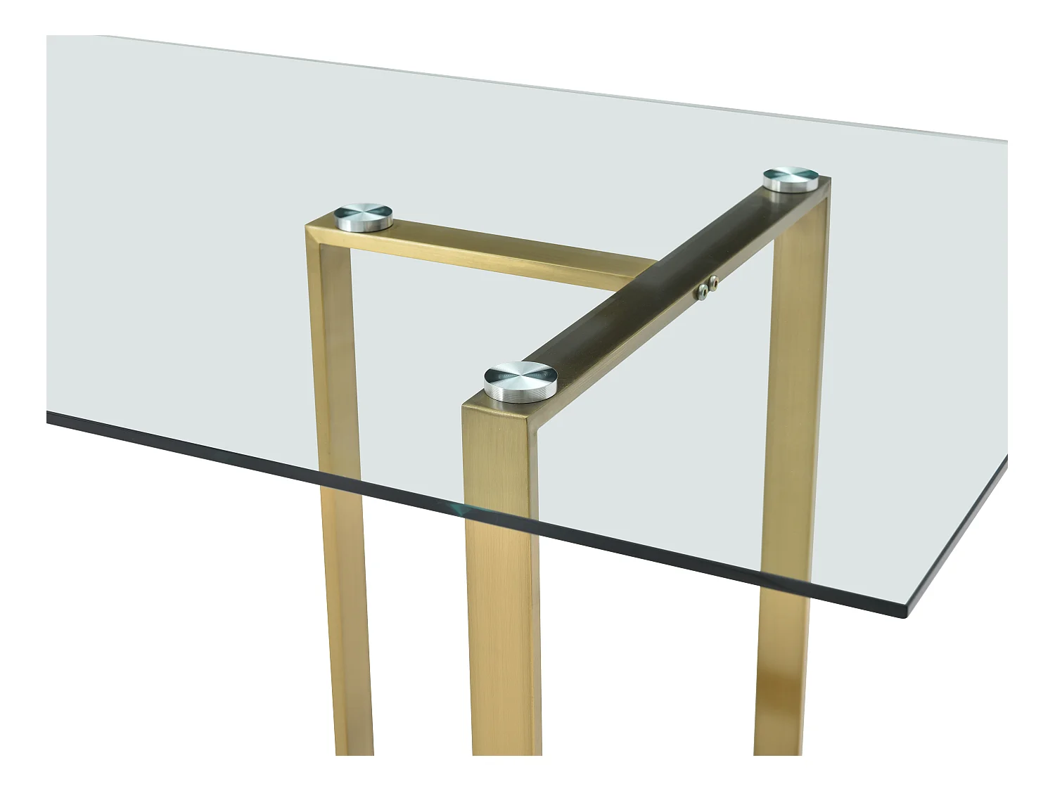 Spisebord til 6 personer i hærdet glas og rustfrit stål - Transparent og guldfarvet - NILESA II af Pascal Morabito