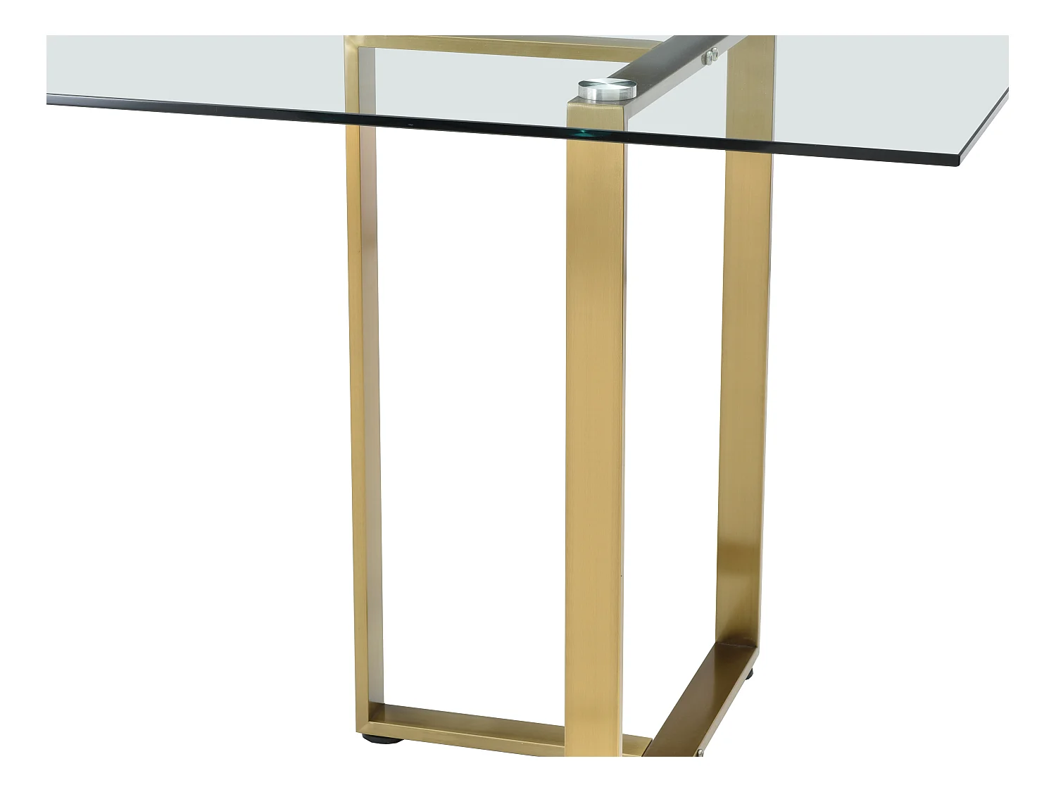 Spisebord til 6 personer i hærdet glas og rustfrit stål - Transparent og guldfarvet - NILESA II af Pascal Morabito
