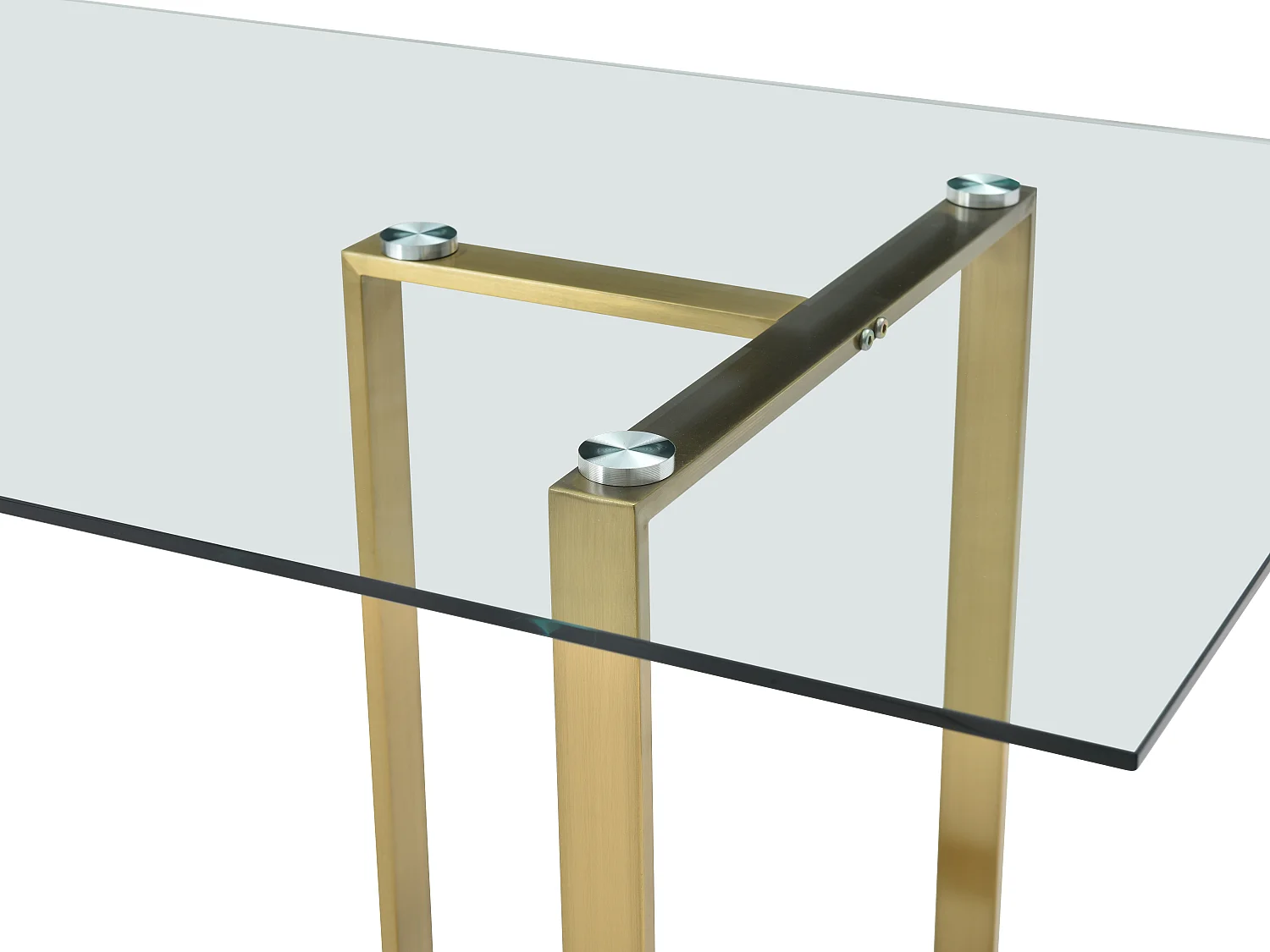 Matbord för 6 personer härdat glas och guldfärgadfärgat rostfritt stål NILESA II från Pascal Morabito