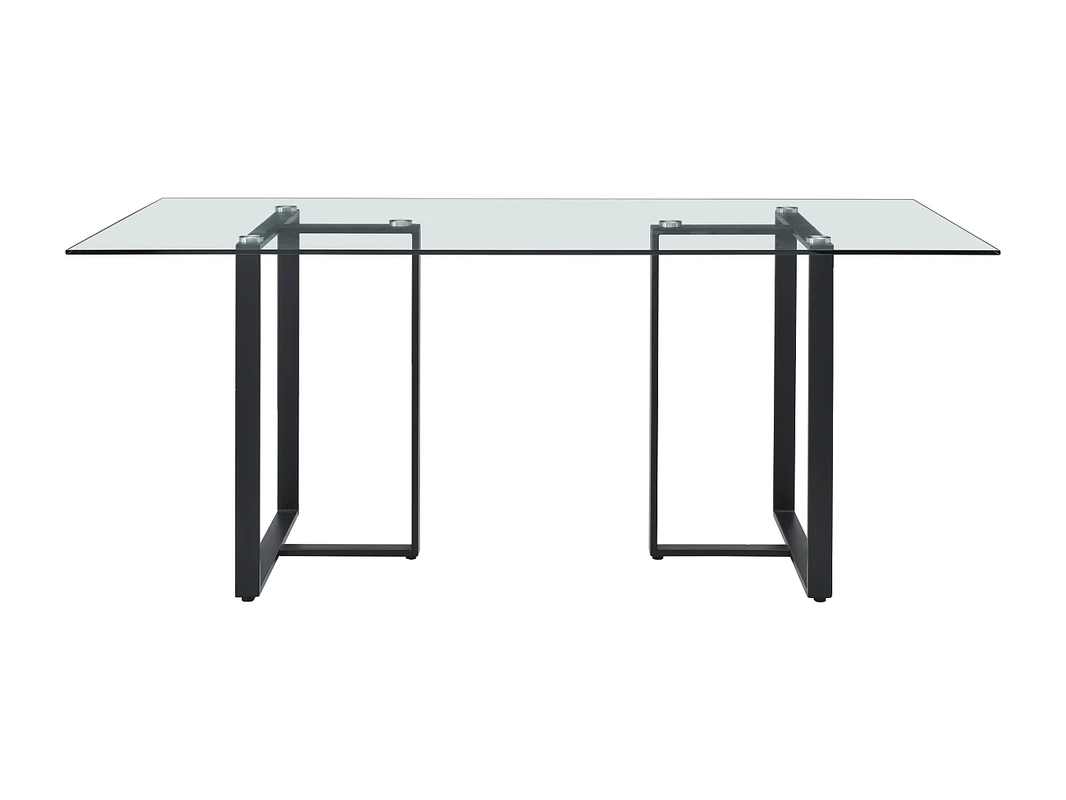 Eettafel 6 personen in gehard glas en roestvrij staal - Transparant en zwart - NILESA