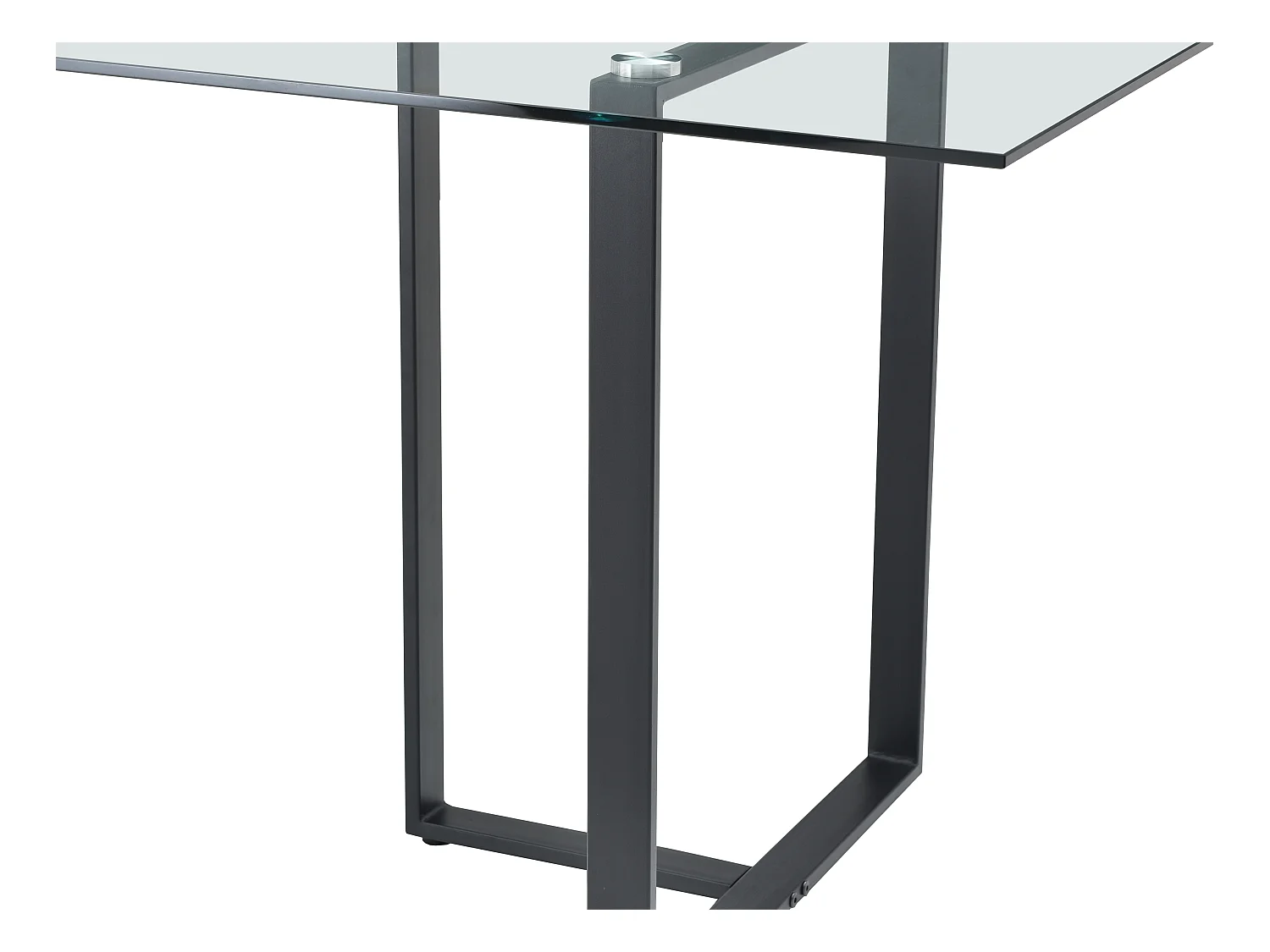 Mesa de comedor 6 comensales de vidrio templado y acero inoxidable - Transparente y negro - NILESA