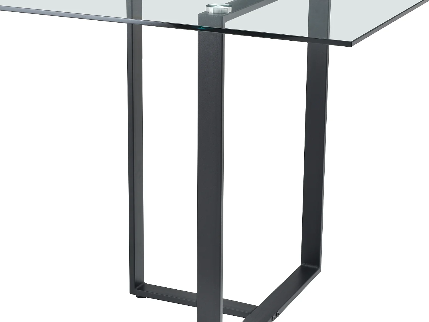 Table à manger 6 personnes en verre trempé et métal - Transparent et noir - NILESA II de Pascal Morabito