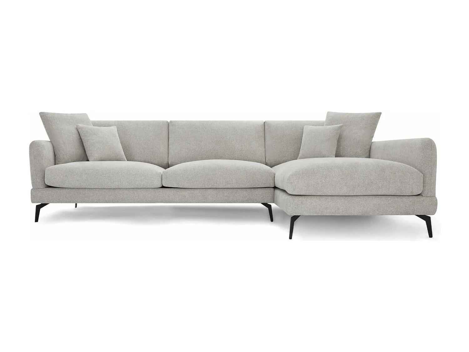 Ecksofa Rechts Maggie - 3-Sitzer - Stoff - Beige