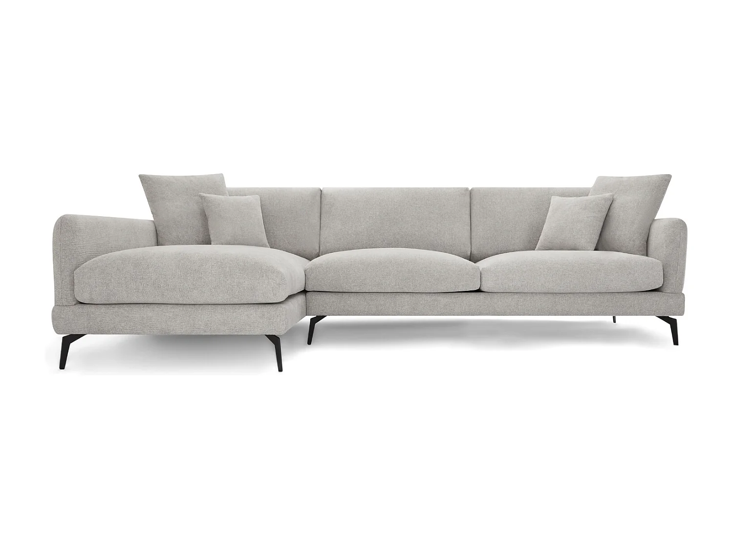 Ecksofa Rechts Maggie - 3-Sitzer - Stoff - Beige