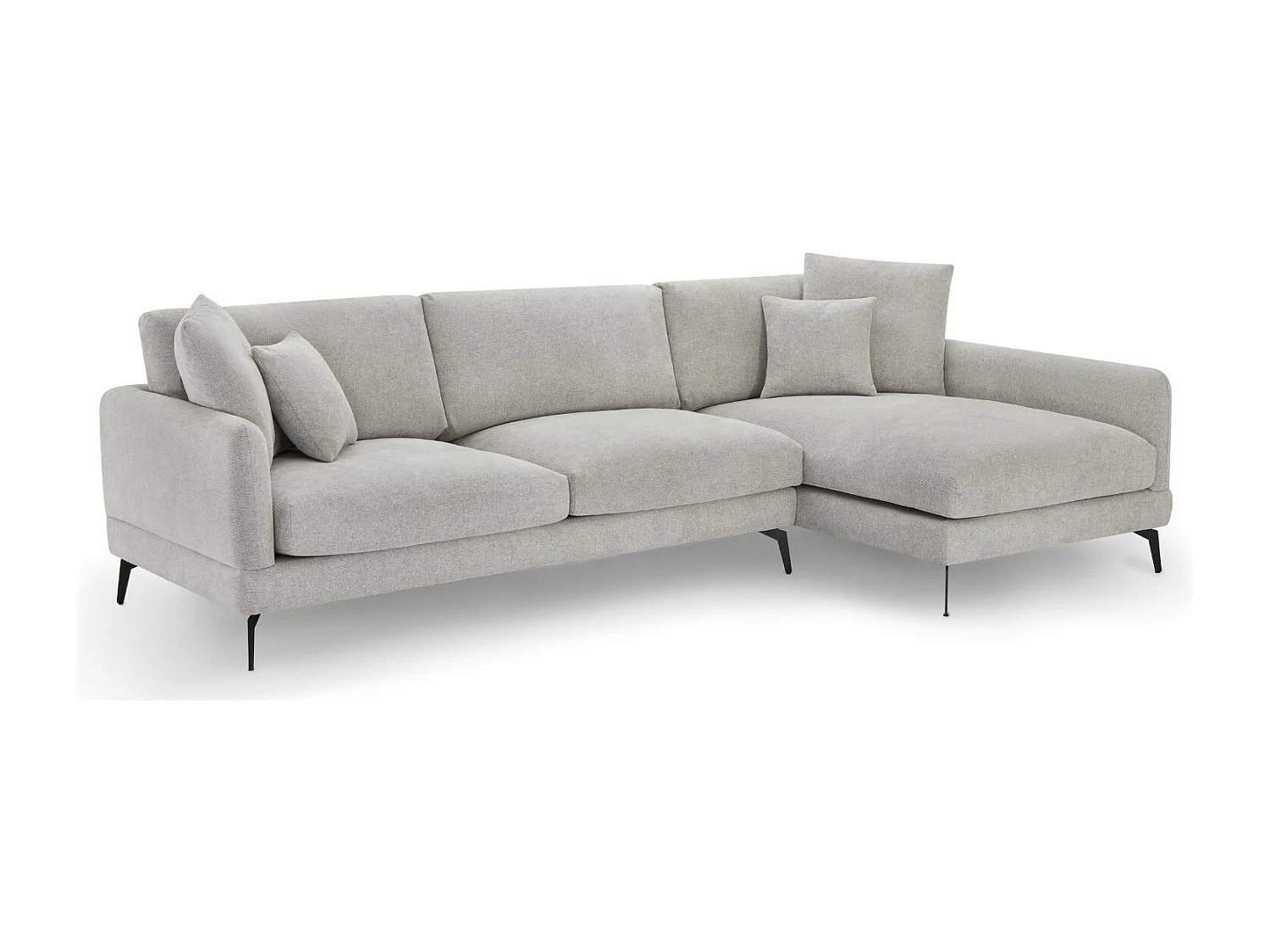 Ecksofa Rechts Maggie - 3-Sitzer - Stoff - Beige