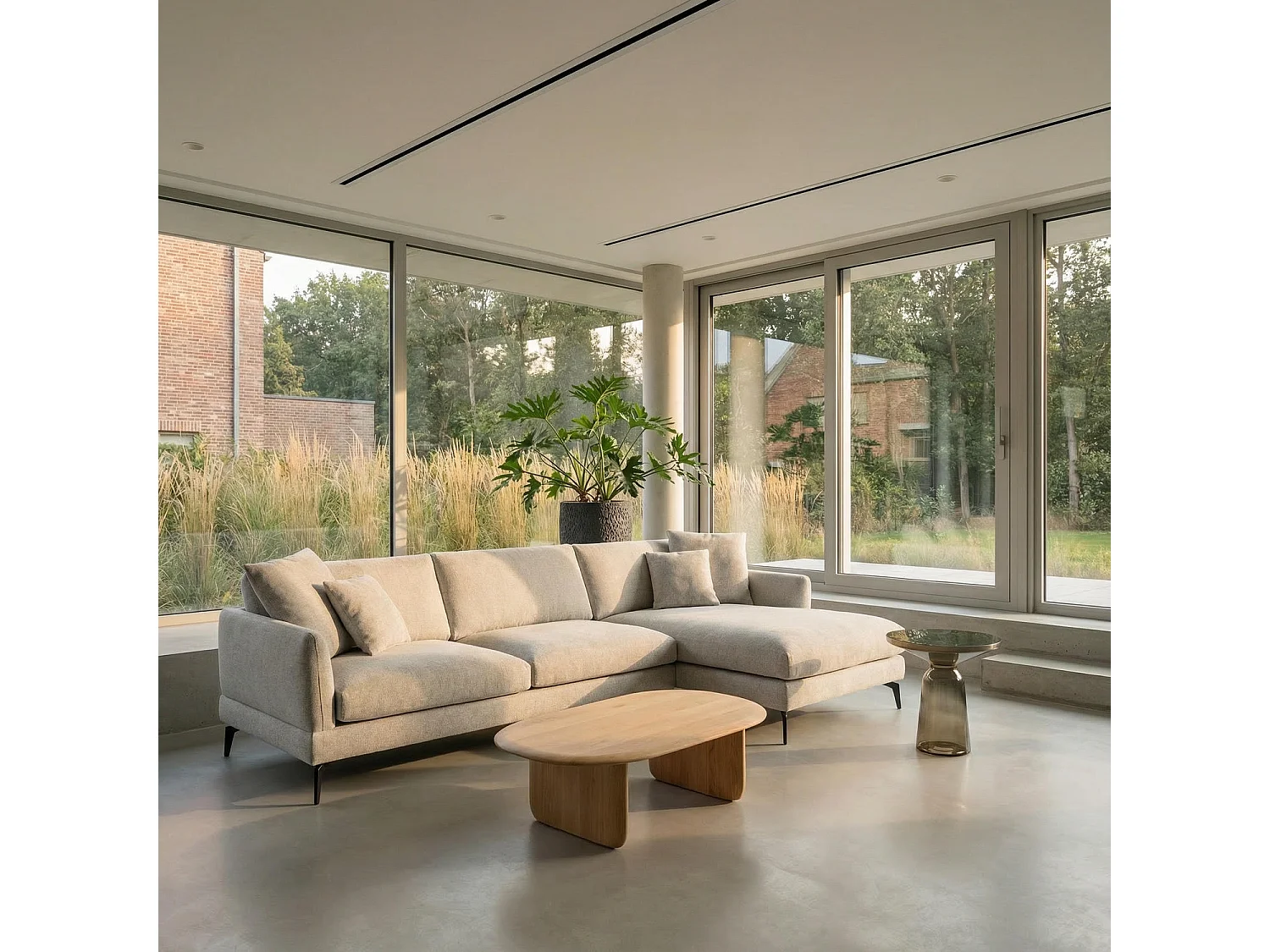 Ecksofa Right 3-Sitzer Maggie - Stoff Chenille - Grau