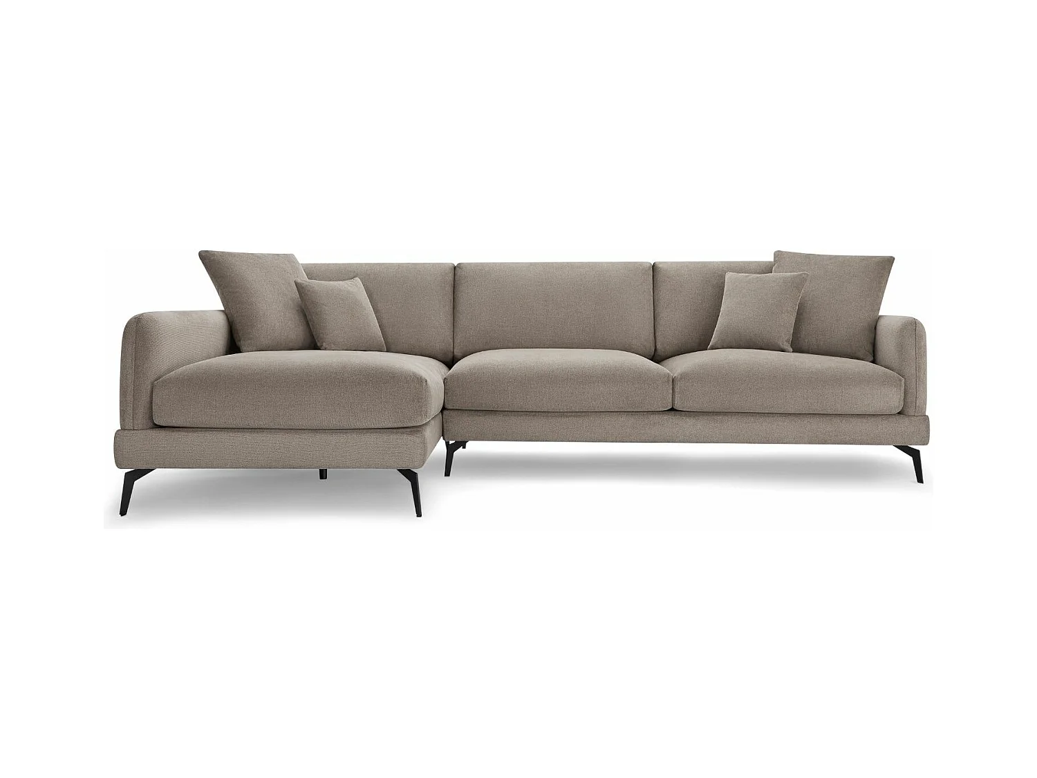 Hoekbank met hoek links 3 zitplaatsen Maggie van stof - beige