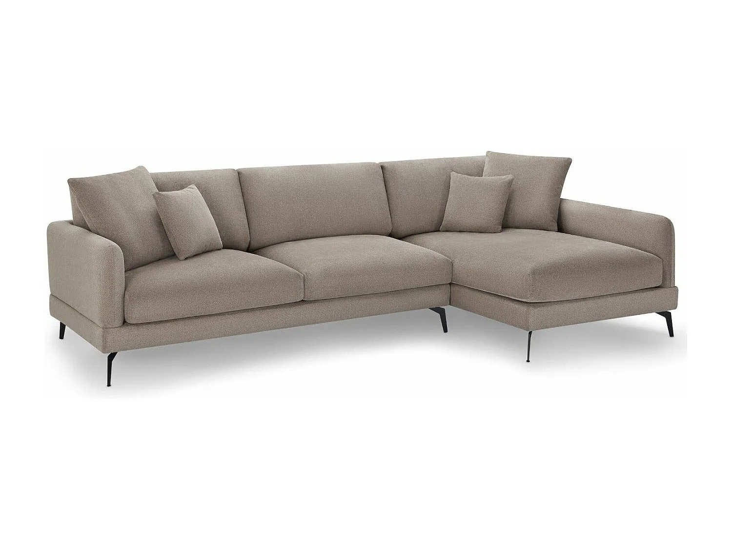 Canapé d'angle droite Maggie - 3 places - Tissu - Beige