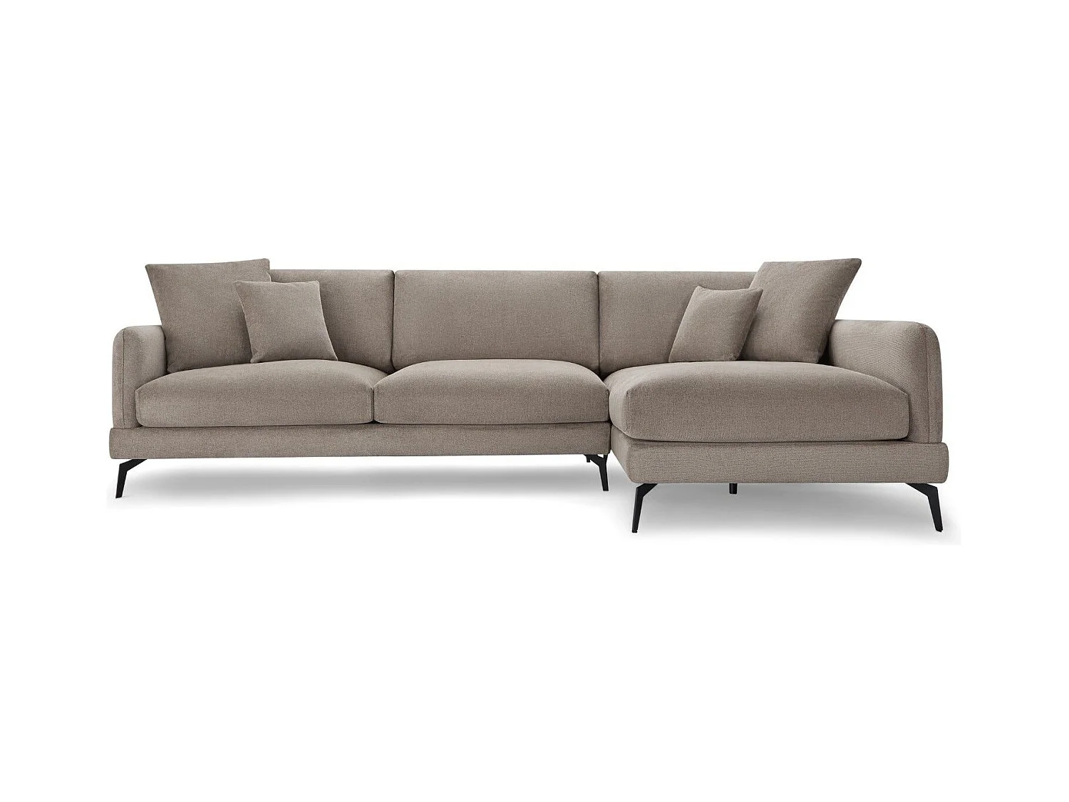 Hoekbank met hoek rechts 3 zitplaatsen Maggie van stof - beige