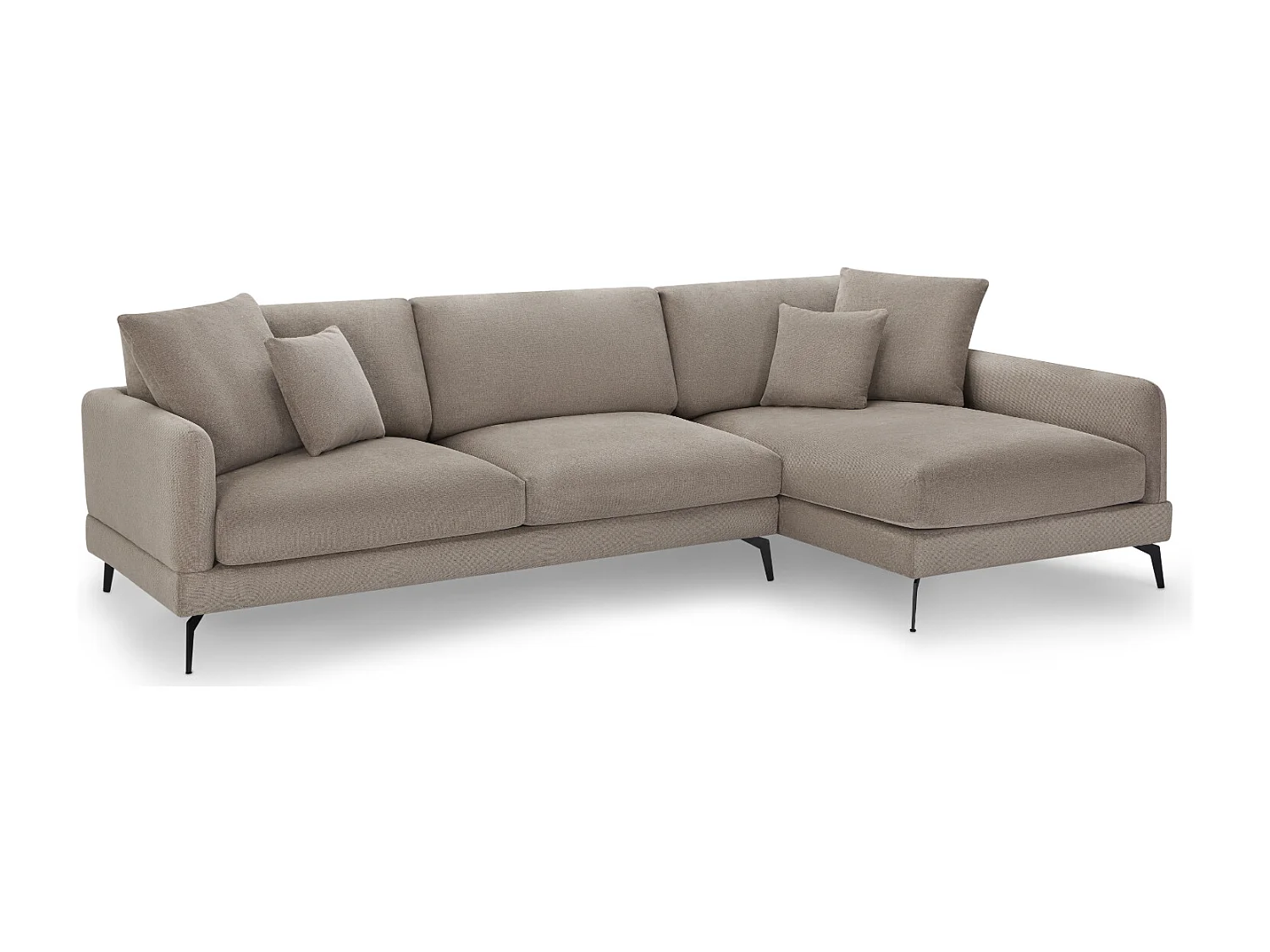 Hoekbank met hoek rechts 3 zitplaatsen Maggie van stof - beige