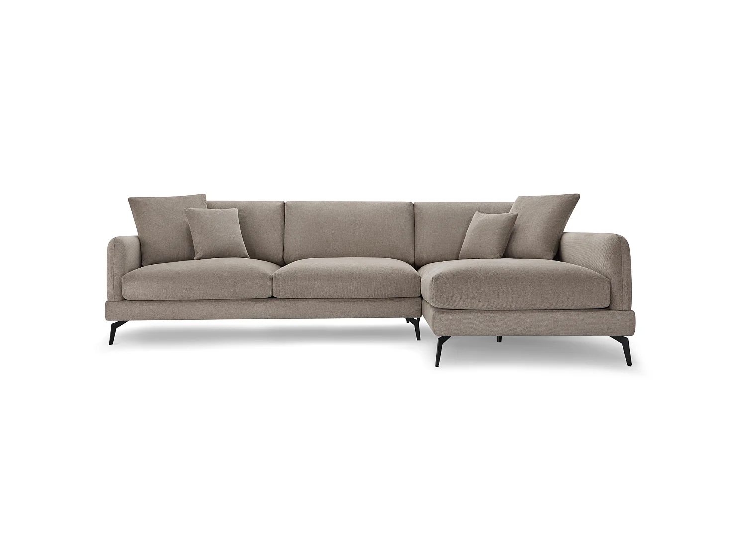 Canapé d'angle droite Maggie - 3 places - Tissu - Beige