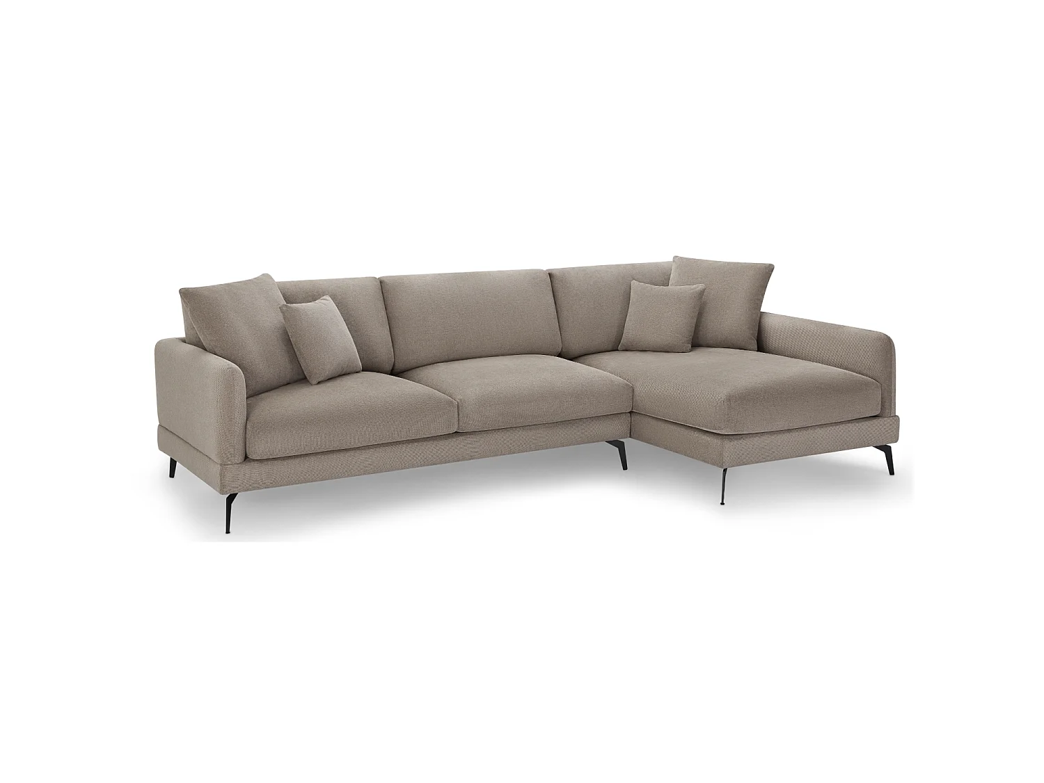 Canapé d'angle droite Maggie - 3 places - Tissu - Beige