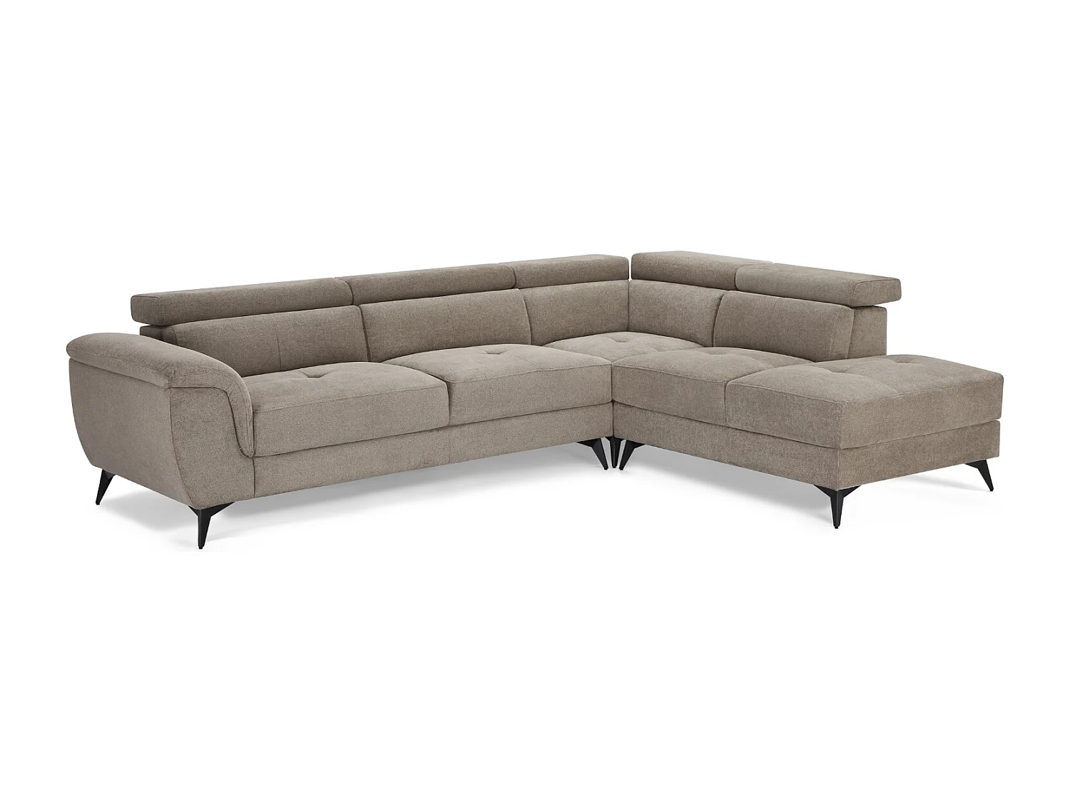 Hoekbank met hoek links 5 zitplaatsen Betis van stof - beige