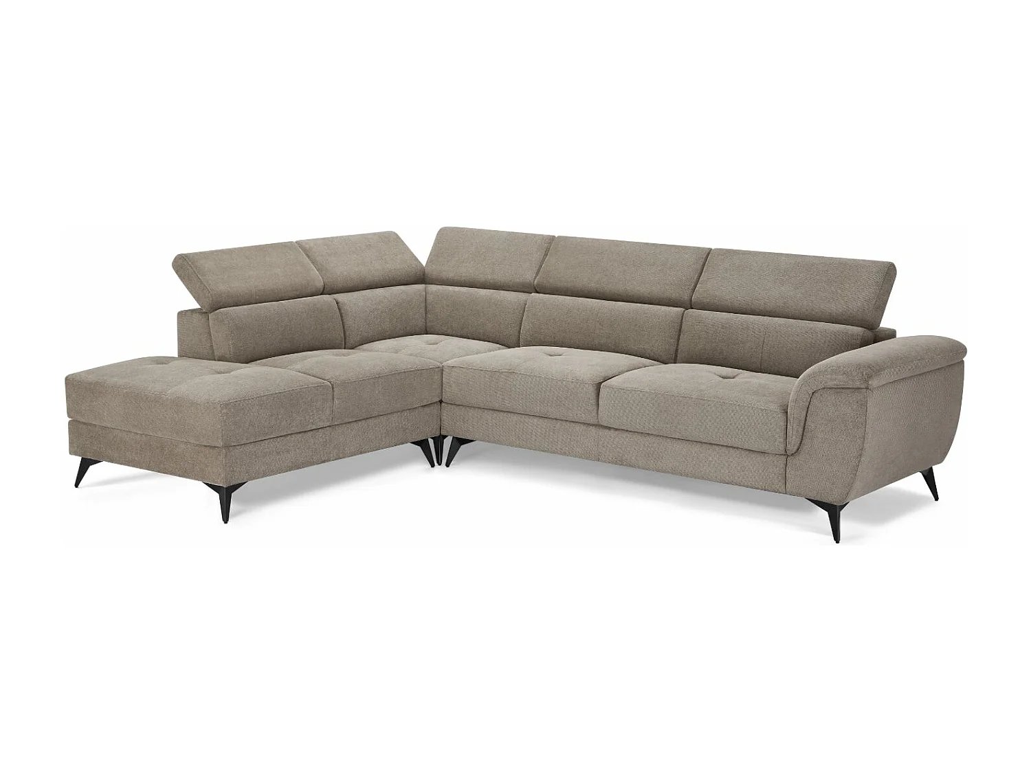 Hoekbank met hoek links 5 zitplaatsen Betis van stof - beige