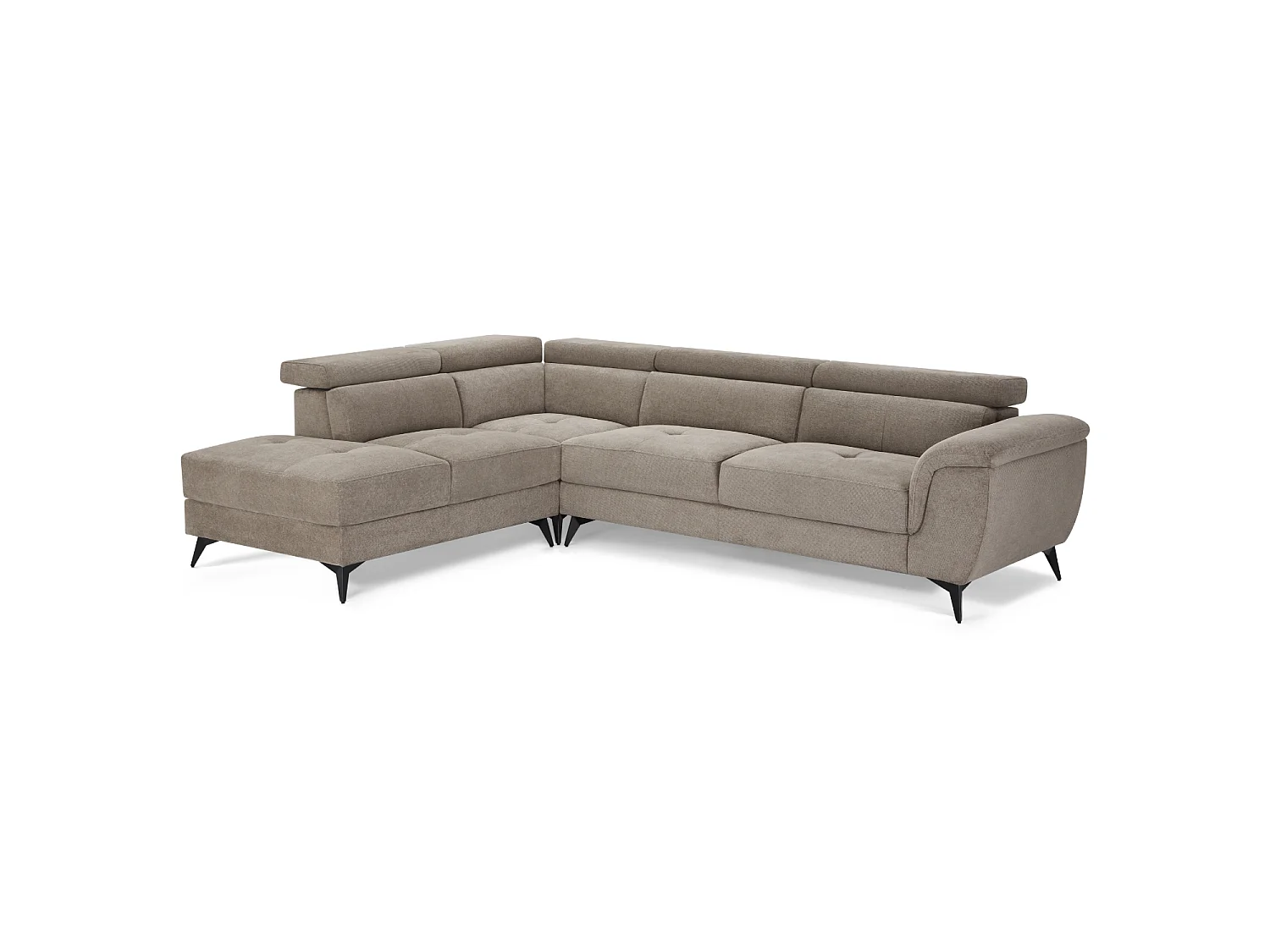 Hoekbank met hoek links 5 zitplaatsen Betis van stof - beige