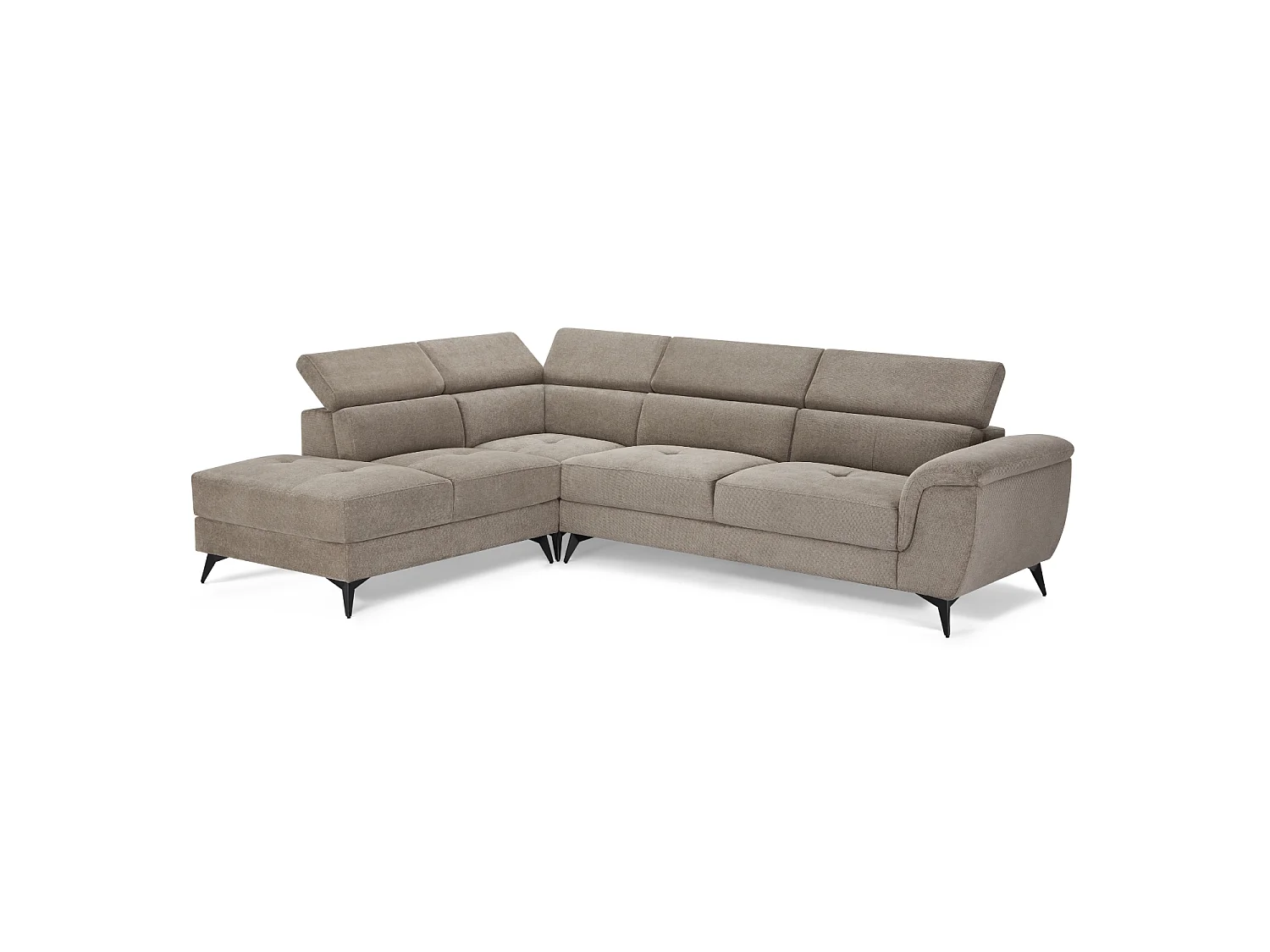 Hoekbank met hoek links 5 zitplaatsen Betis van stof - beige