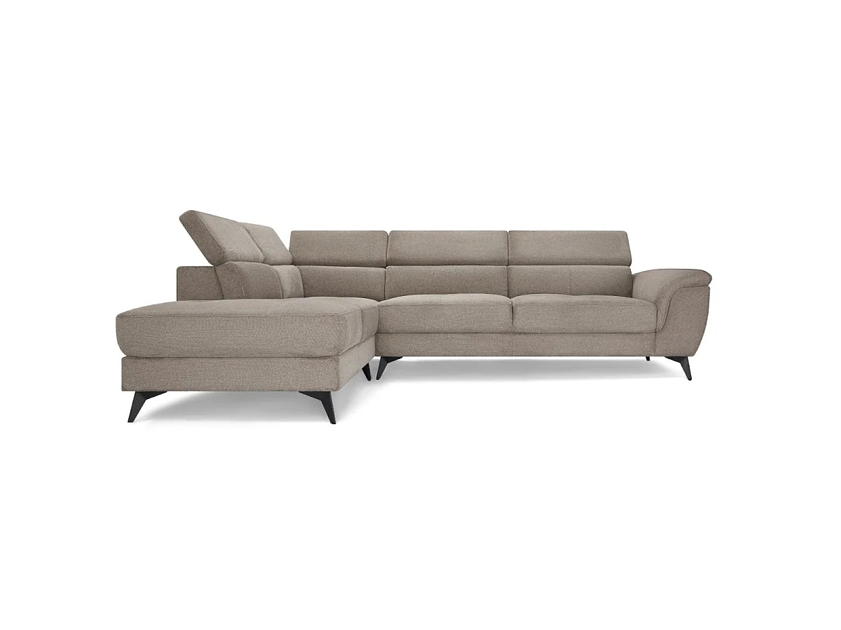 Hoekbank met hoek links 5 zitplaatsen Betis van stof - beige