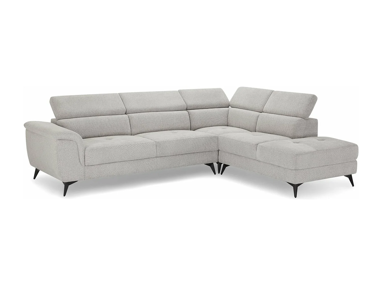 Ecksofa Rechts Betis - 5-Sitzer - Stoff - Grau