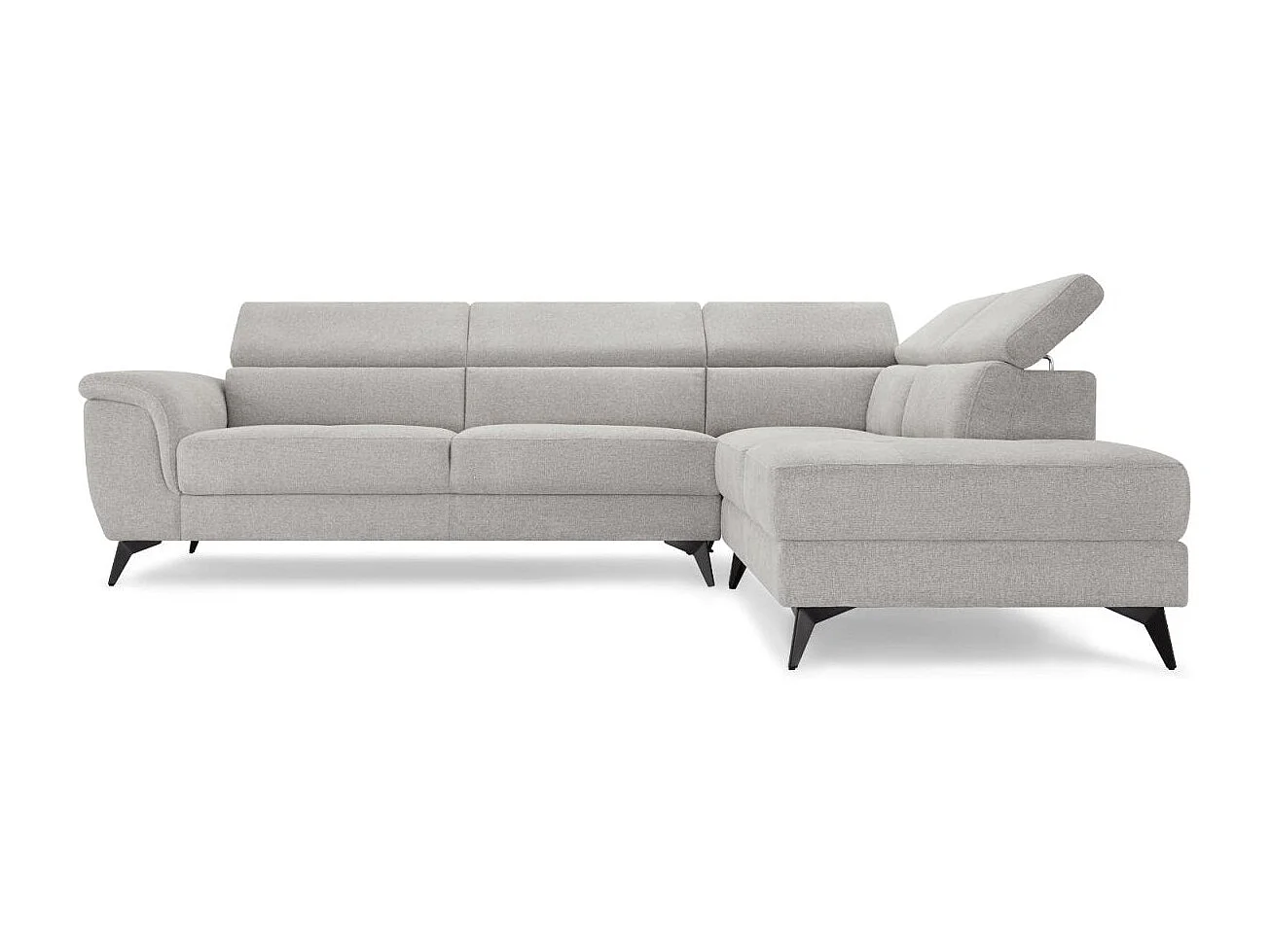 Canapé d'angle droite Betis - 5 places - Tissu - Gris