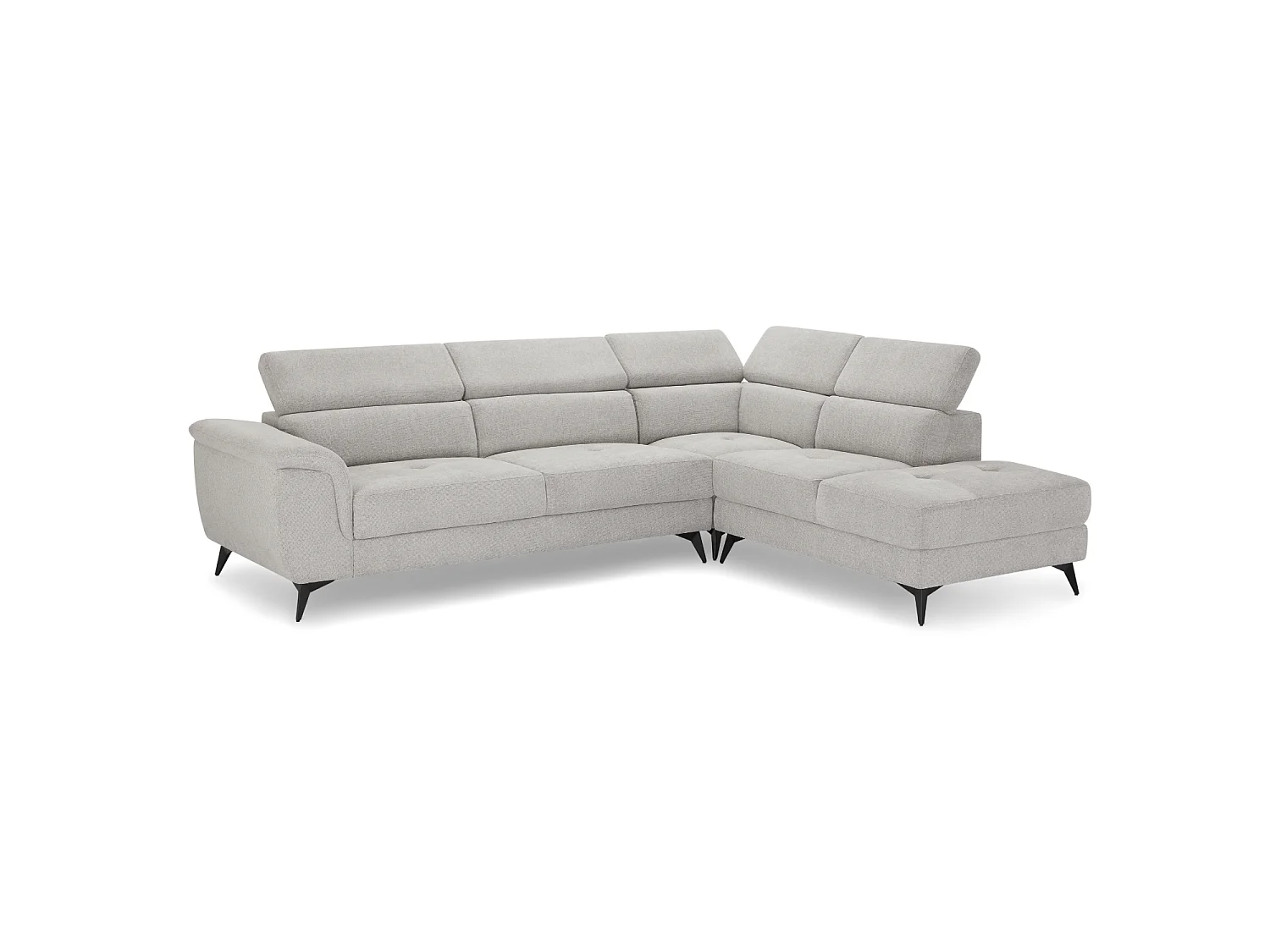 Canapé d'angle droite Betis - 5 places - Tissu - Gris