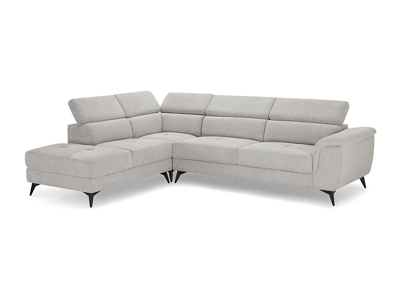 Hoekbank met hoek links 5 zitplaatsen Betis van stof - grijs