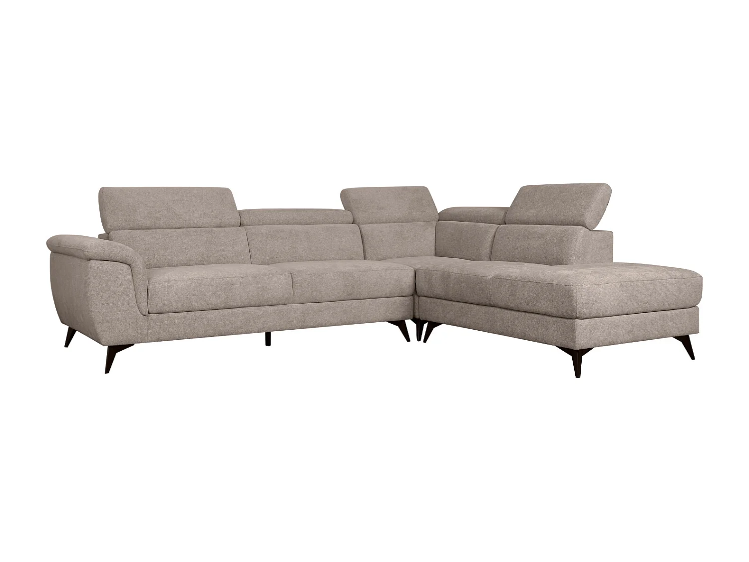 Hoekbank met hoek rechts 5 zitplaatsen Betis van stof - beige