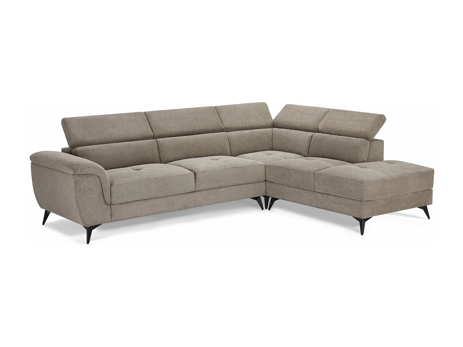 Hoekbank met hoek rechts 5 zitplaatsen Betis van stof - beige