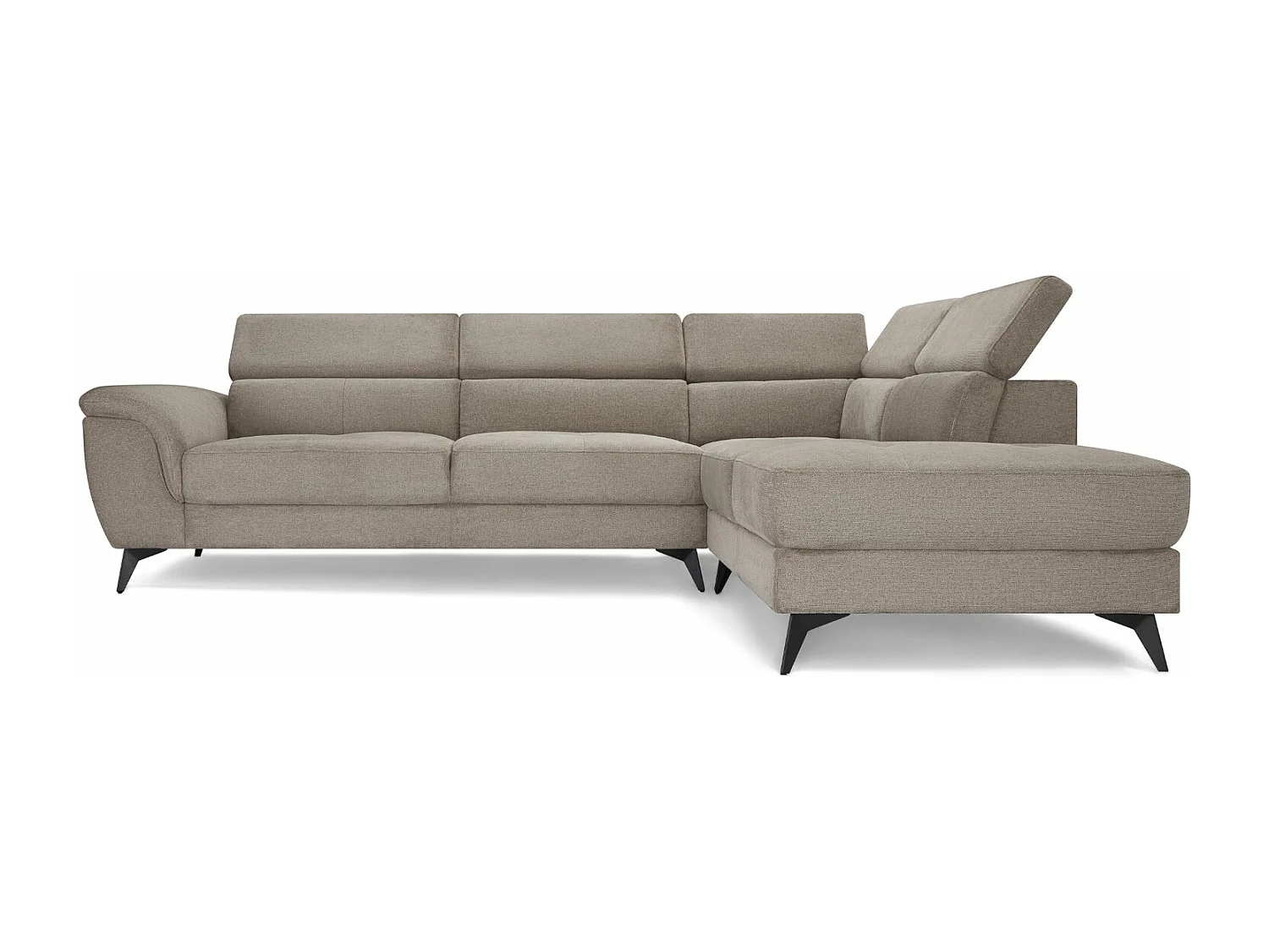 Hoekbank met hoek rechts 5 zitplaatsen Betis van stof - beige