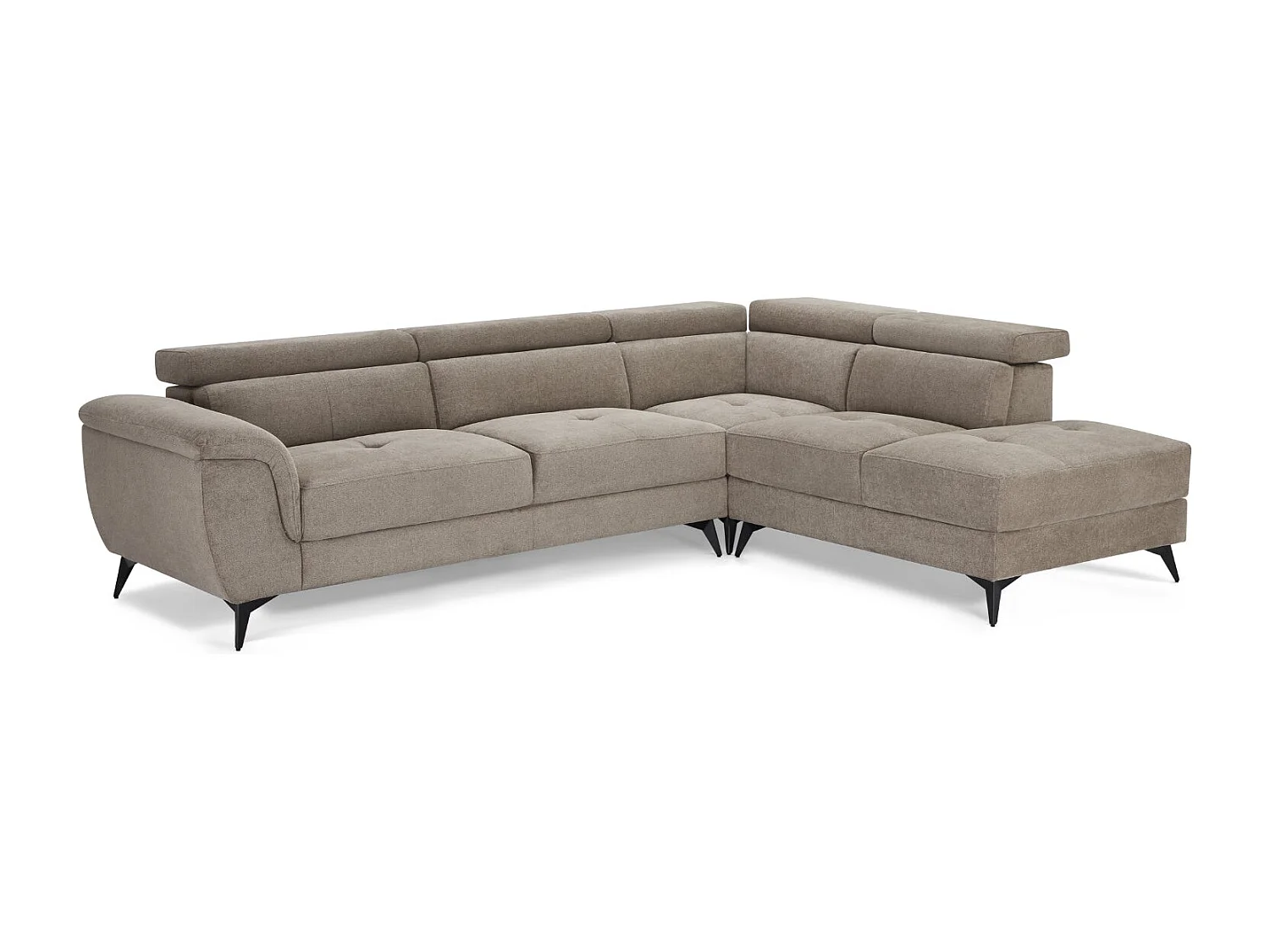 Canapé d'angle droite Betis - 5 places - Tissu - Beige