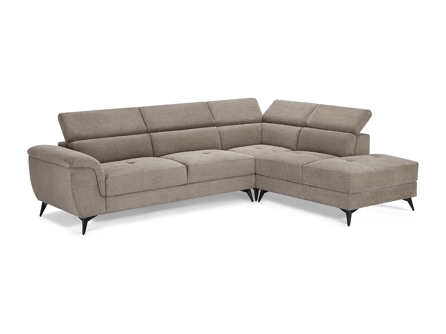 Canapé d'angle droite Betis - 5 places - Tissu - Beige