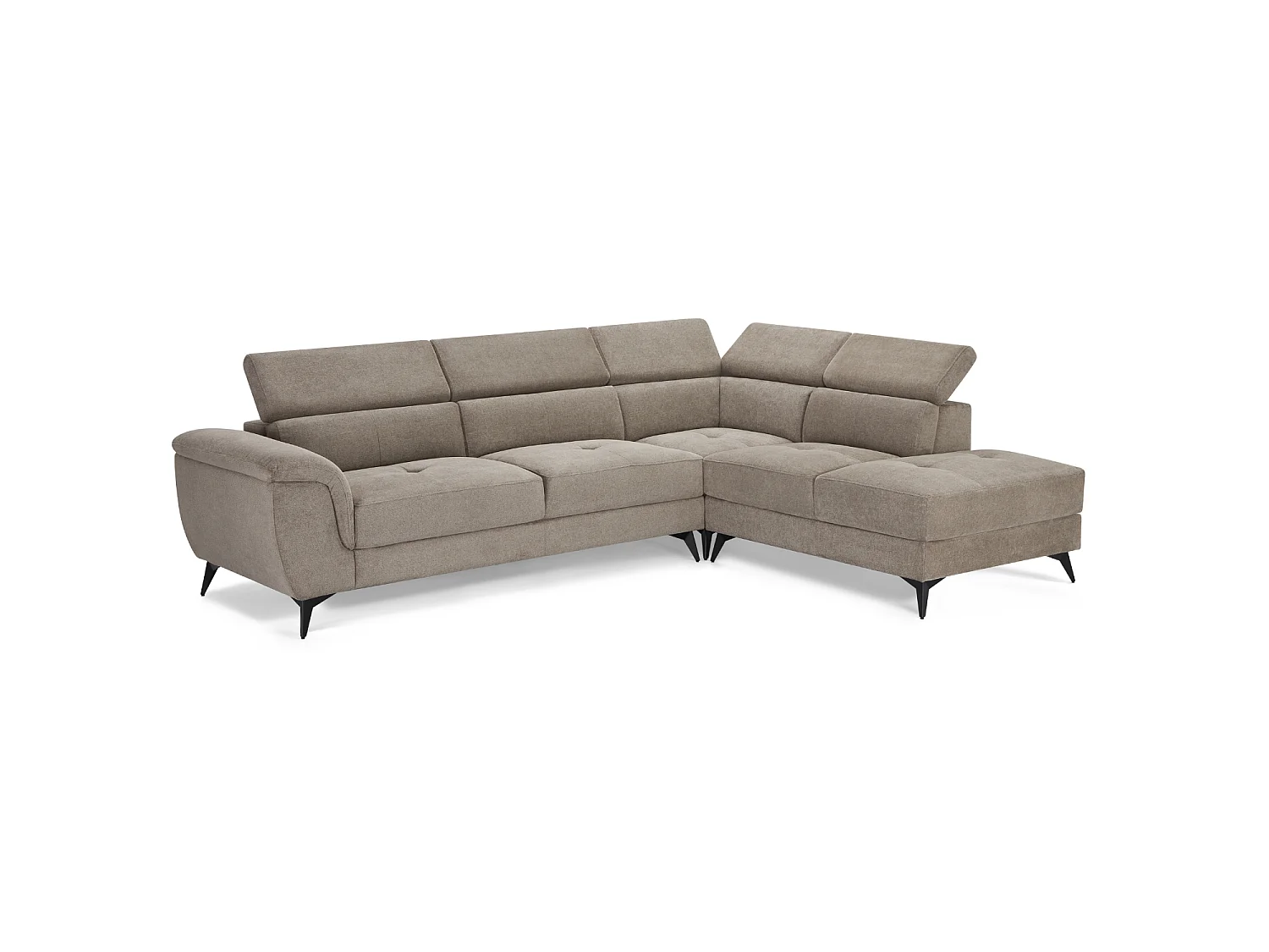 Hoekbank met hoek rechts 5 zitplaatsen Betis van stof - beige