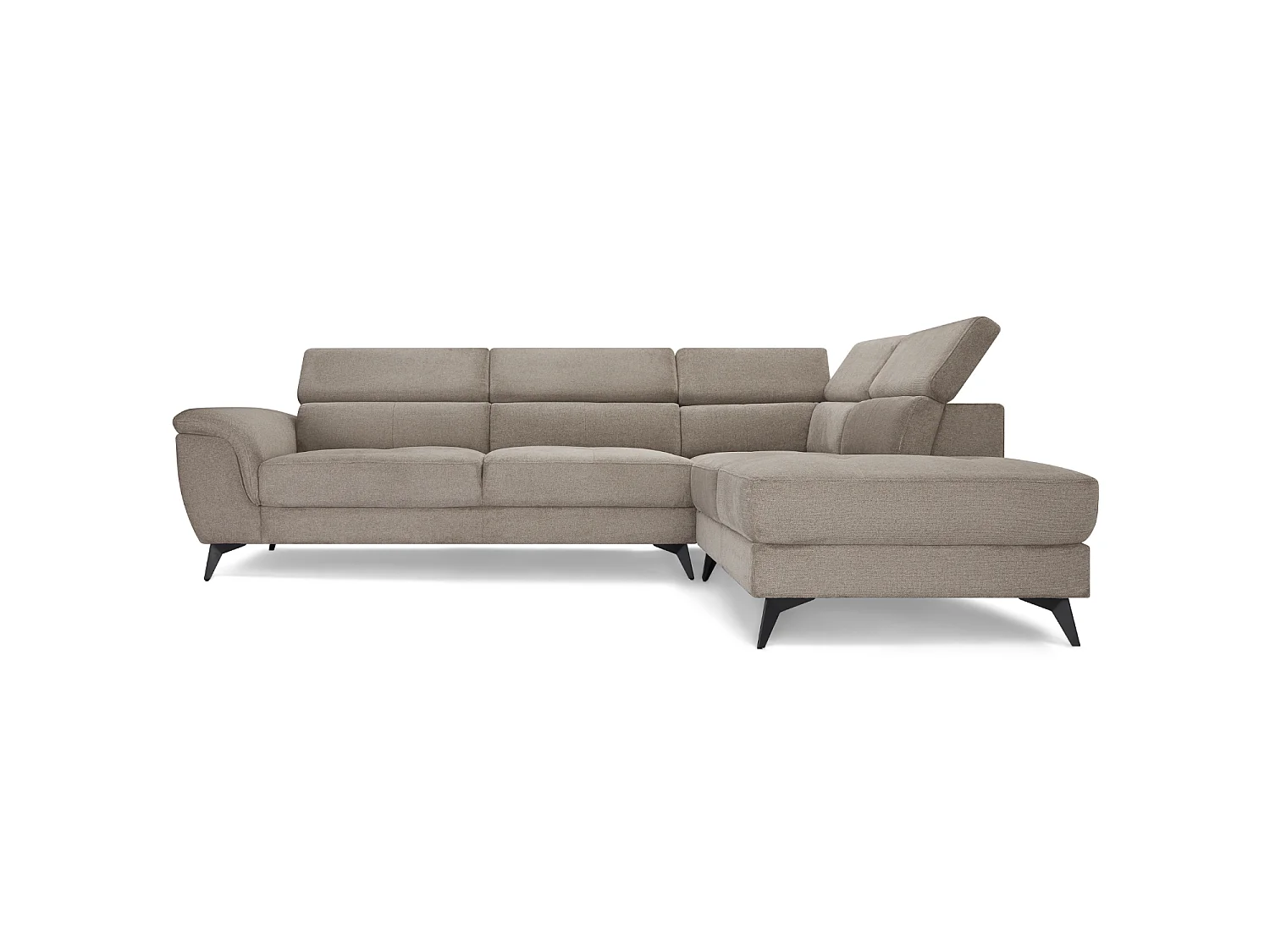 Hoekbank met hoek rechts 5 zitplaatsen Betis van stof - beige
