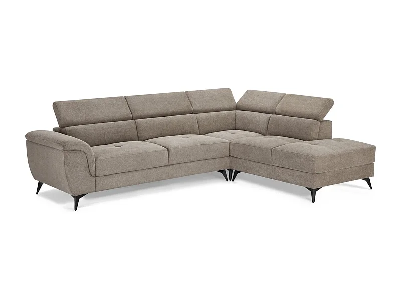 Hoekbank met hoek rechts 5 zitplaatsen Betis van stof - beige