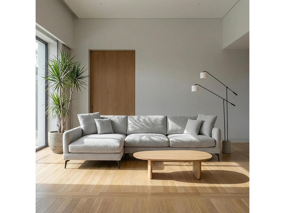 Canapé d'angle gauche Maggie - 3 places - Tissu - Gris