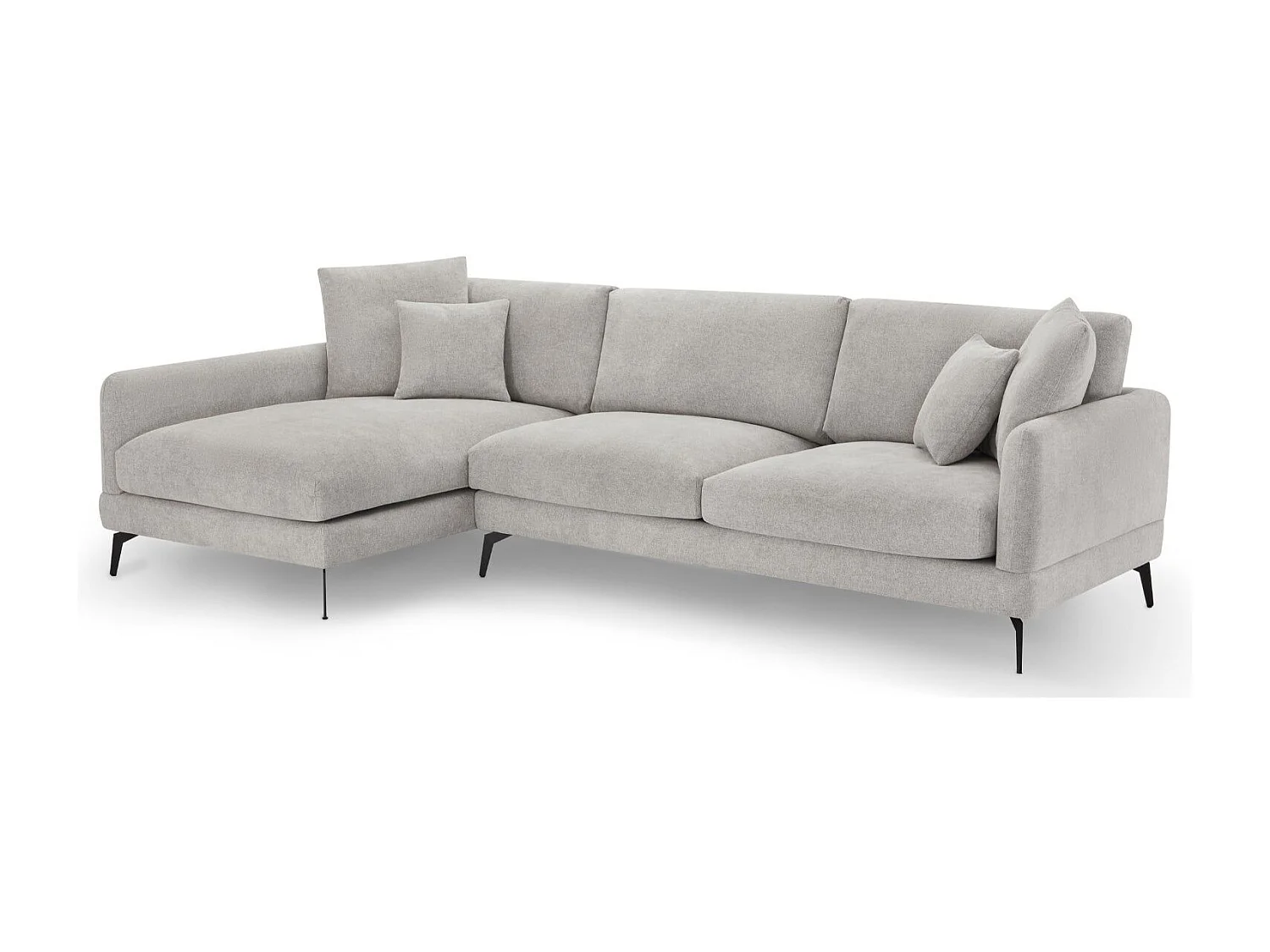 Canapé d'angle gauche Maggie - 3 places - Tissu - Gris