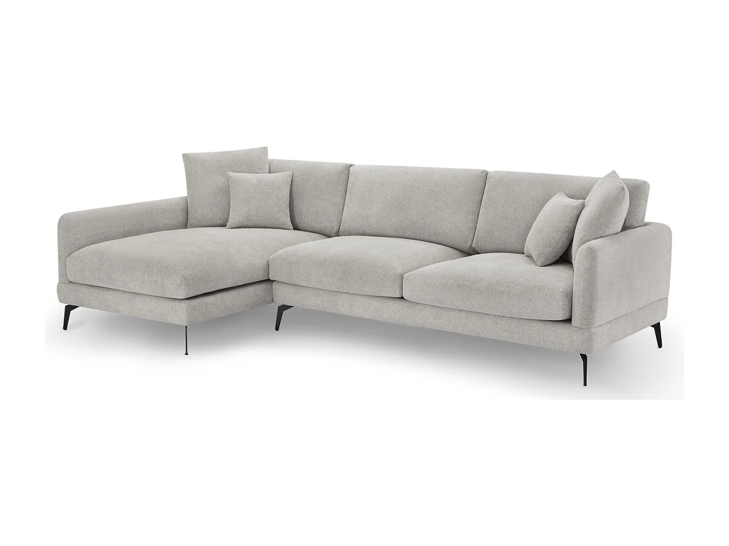 Canapé d'angle gauche Maggie - 3 places - Tissu - Gris